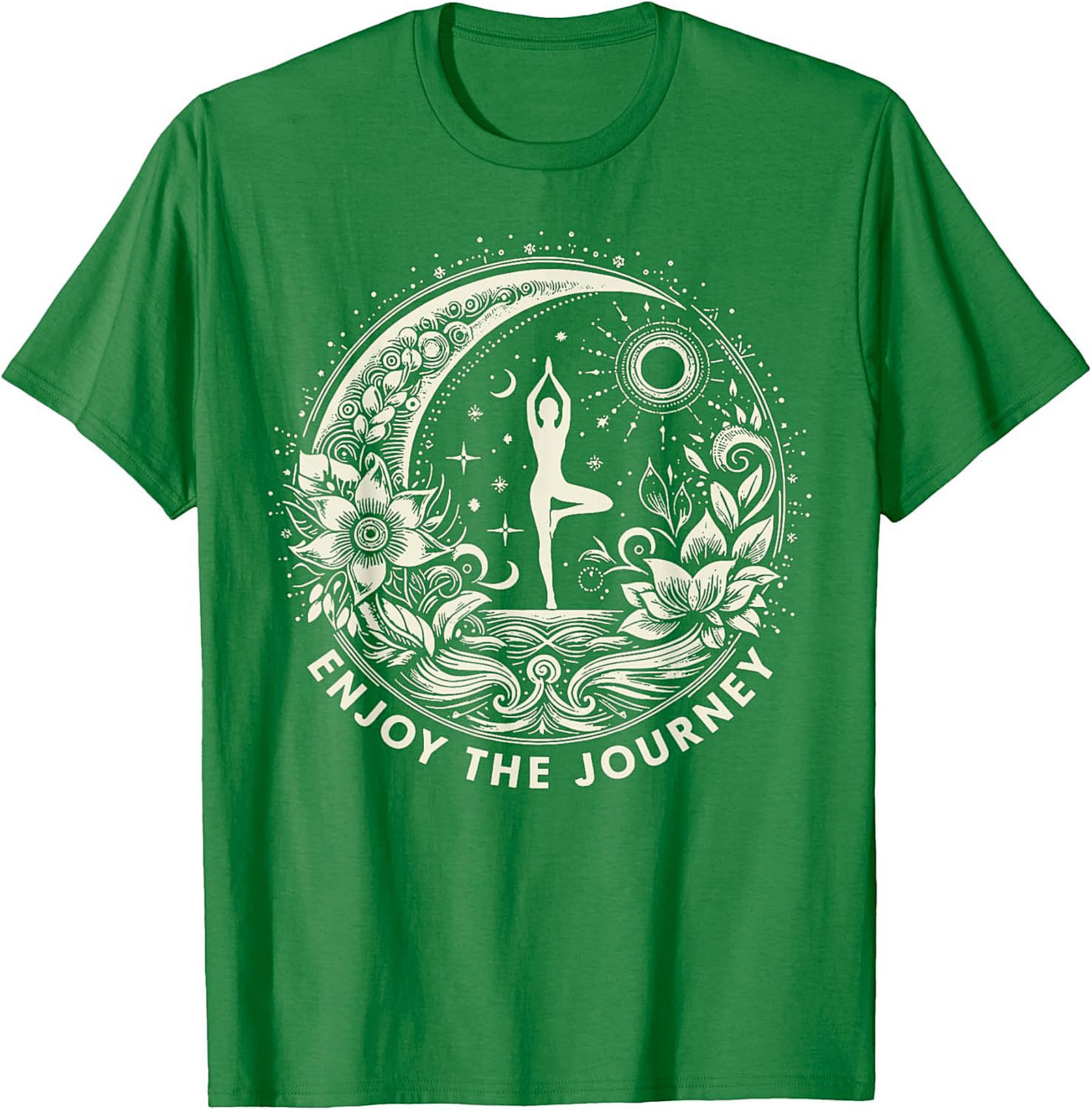 Spiritual Yoga T-shirt Moon & Sun Tree Pose Graphic Tee