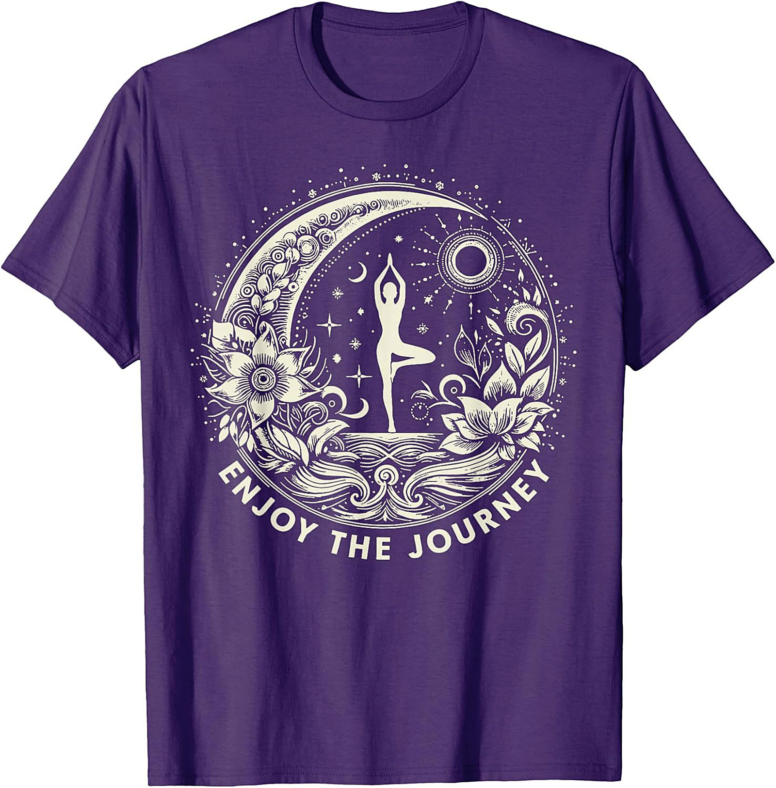 Spiritual Yoga T-shirt Moon & Sun Tree Pose Graphic Tee