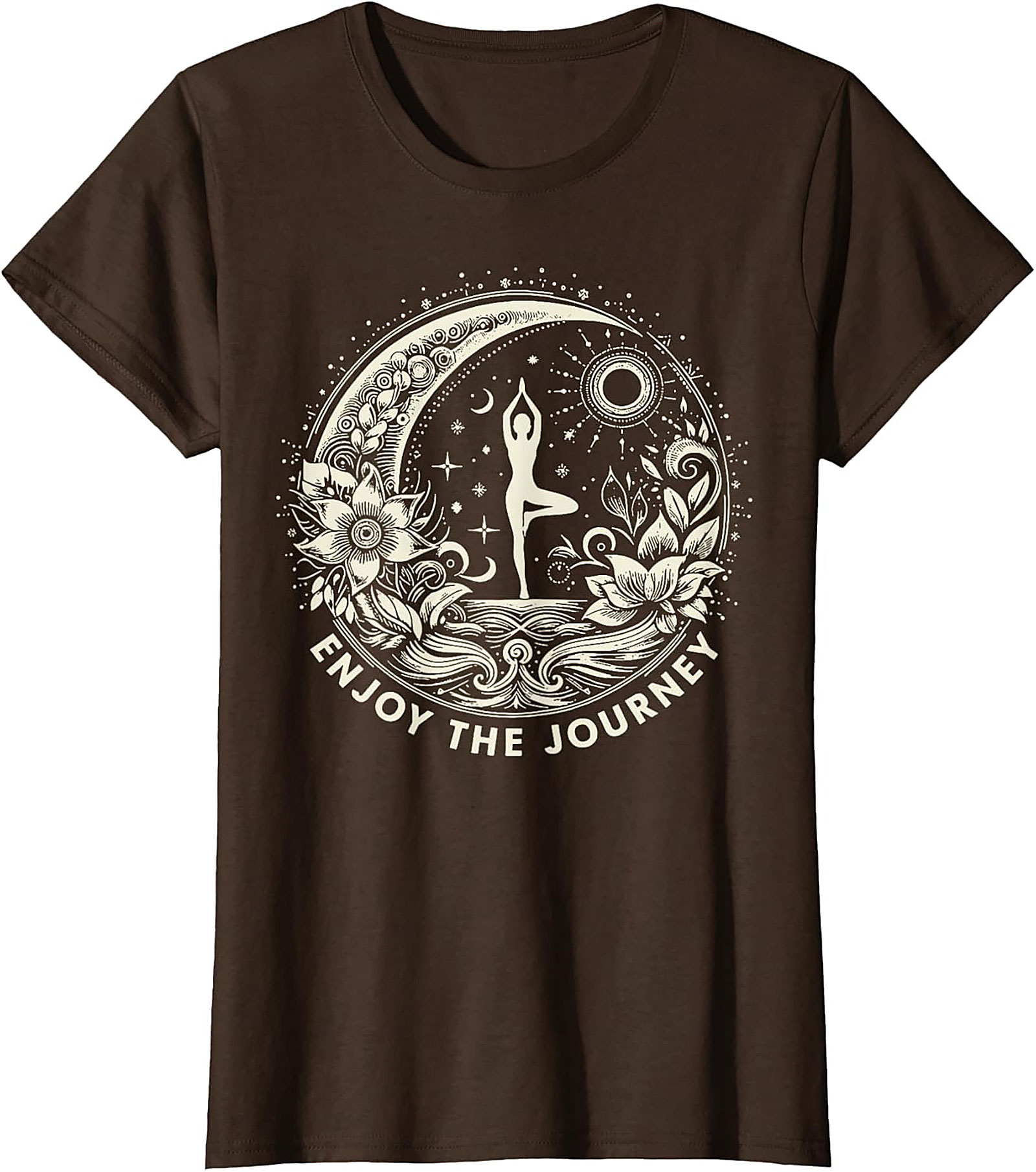 Spiritual Yoga T-shirt Moon & Sun Tree Pose Graphic Tee