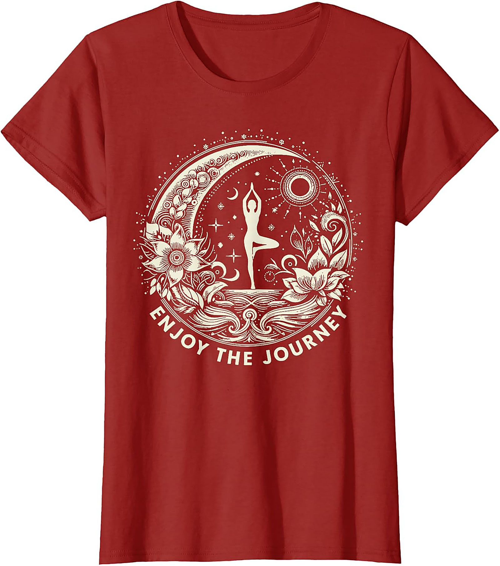 Spiritual Yoga T-shirt Moon & Sun Tree Pose Graphic Tee