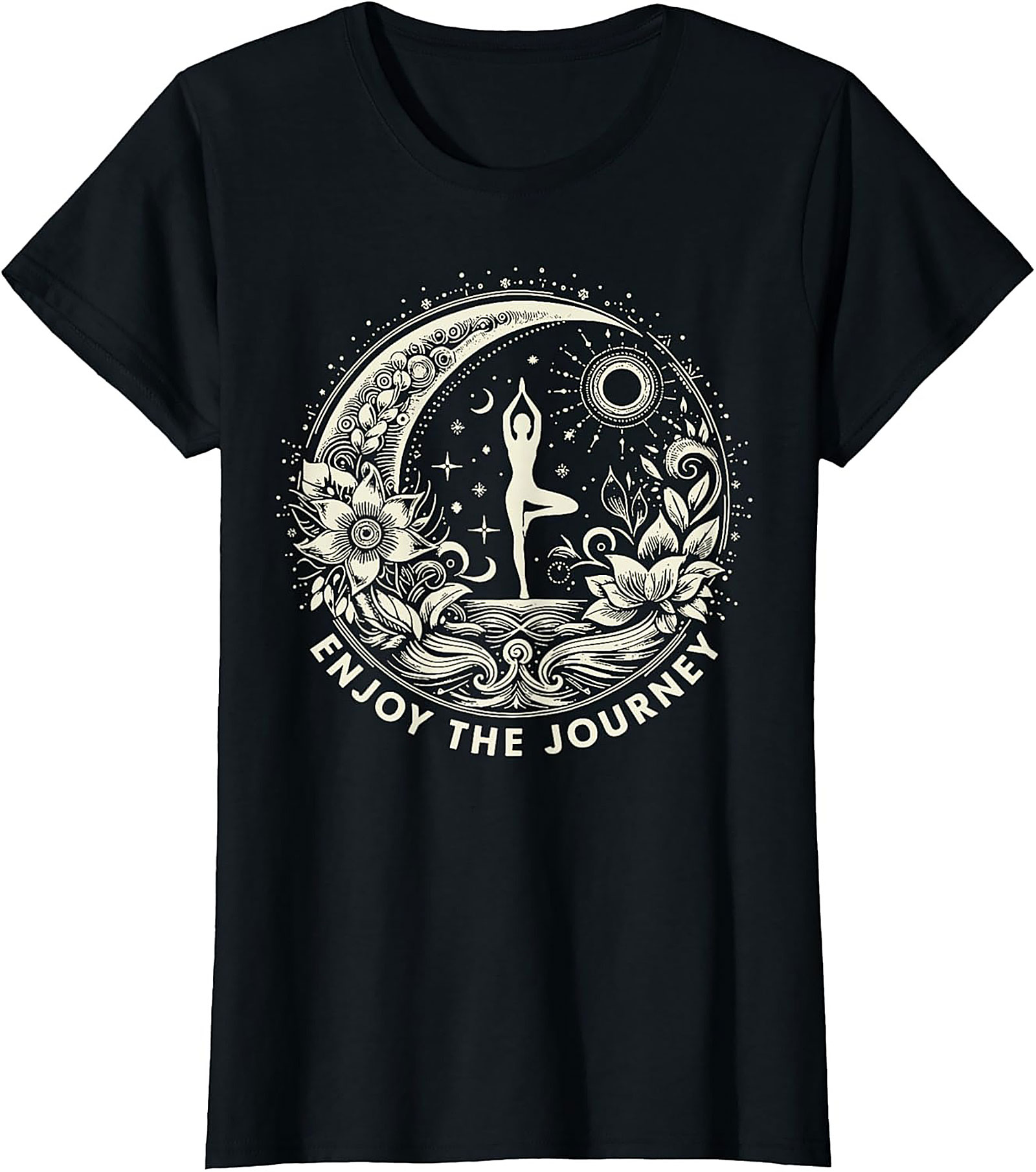 Spiritual Yoga T-shirt Moon & Sun Tree Pose Graphic Tee