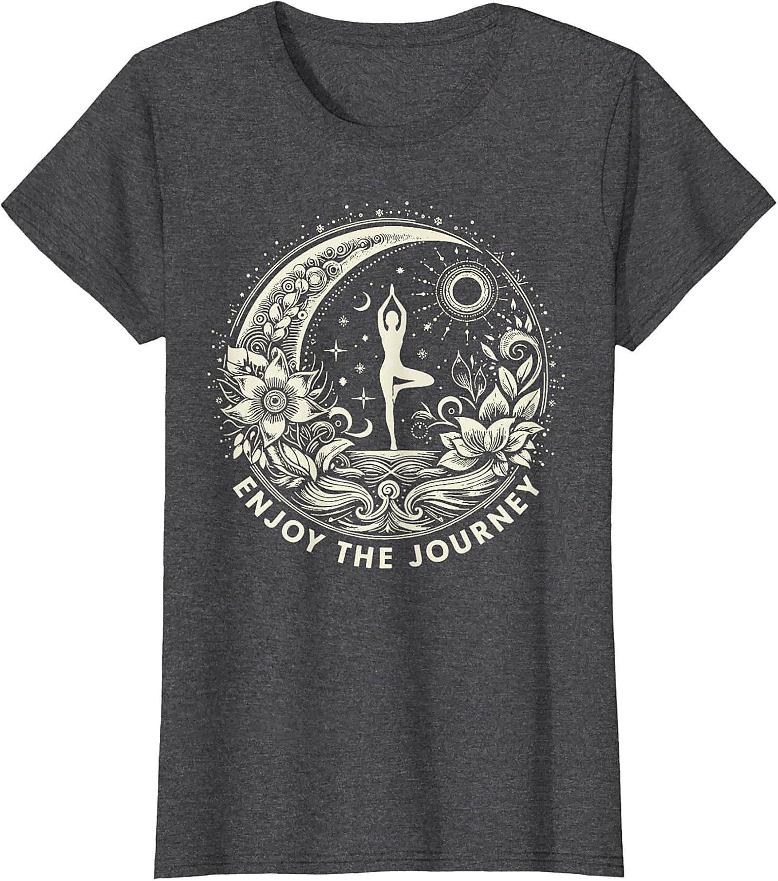 Spiritual Yoga T-shirt Moon & Sun Tree Pose Graphic Tee