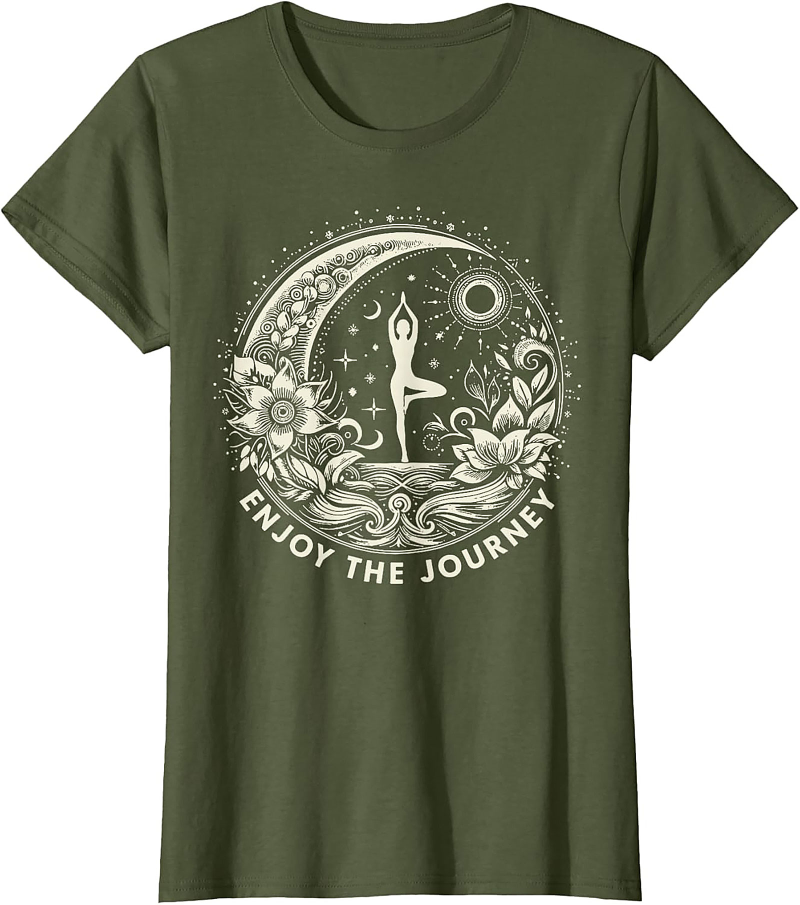 Spiritual Yoga T-shirt Moon & Sun Tree Pose Graphic Tee