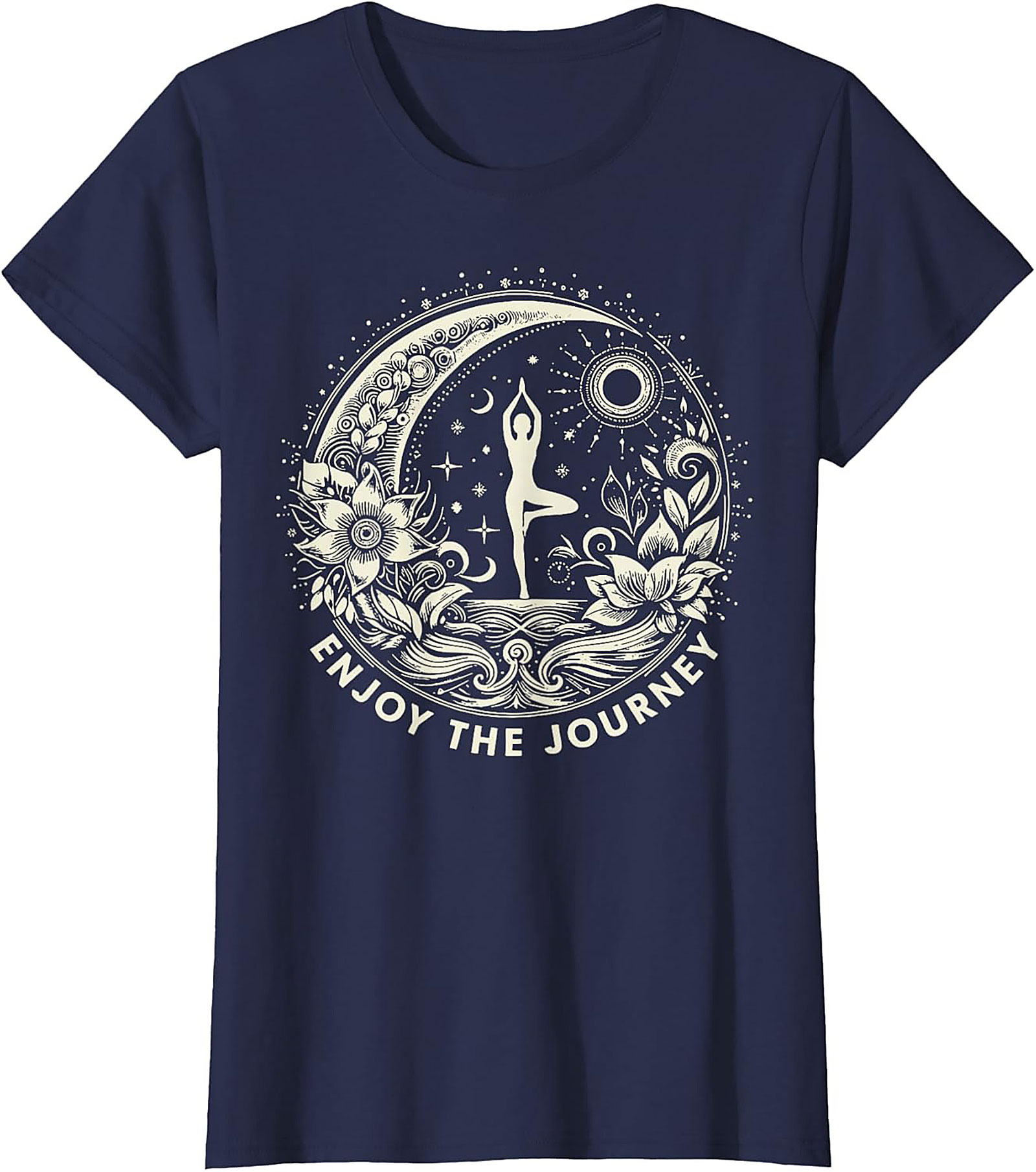 Spiritual Yoga T-shirt Moon & Sun Tree Pose Graphic Tee