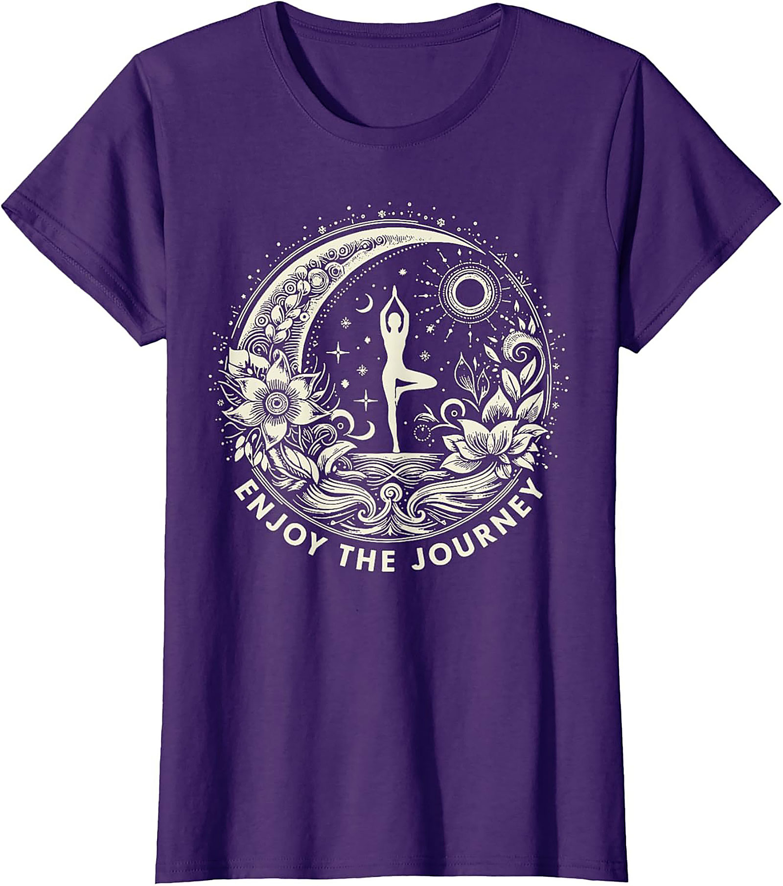 Spiritual Yoga T-shirt Moon & Sun Tree Pose Graphic Tee
