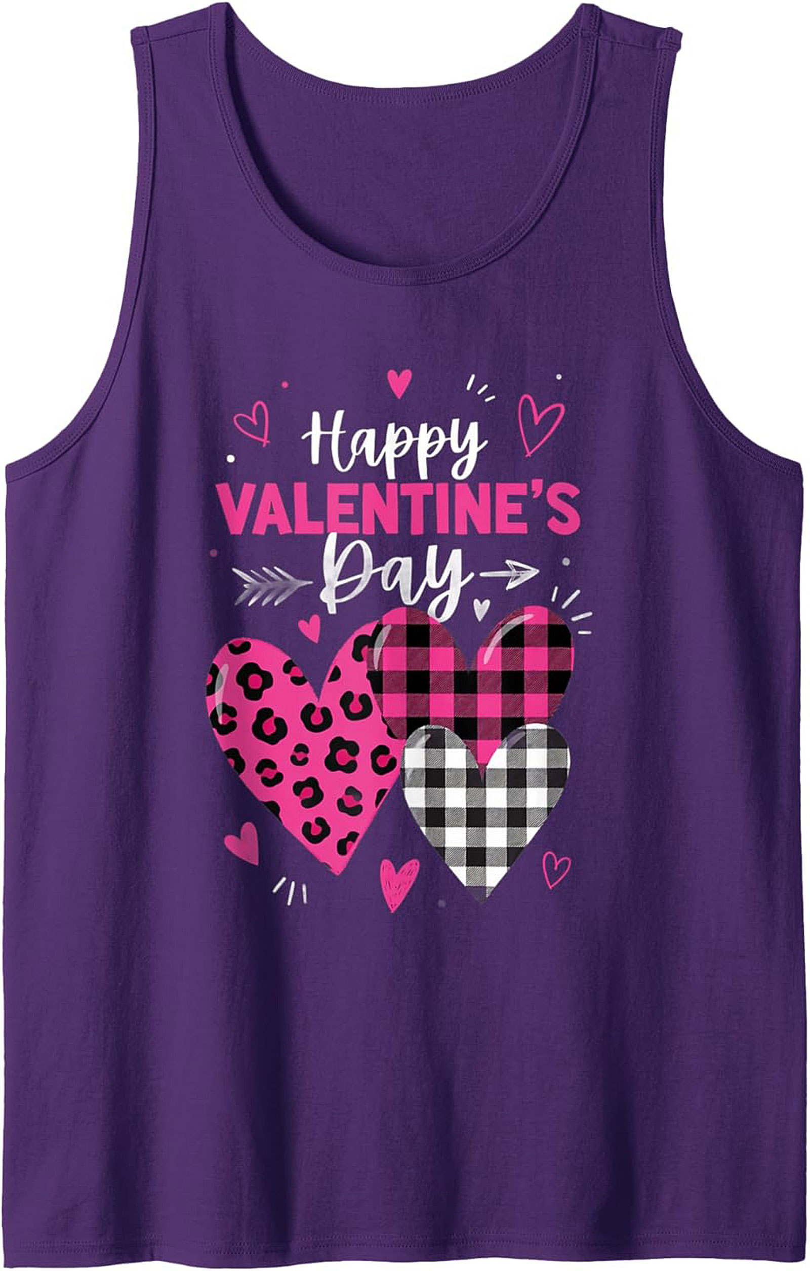 Valentine's Day Graphic Tank Leopard Plaid Sleeveless Shirt