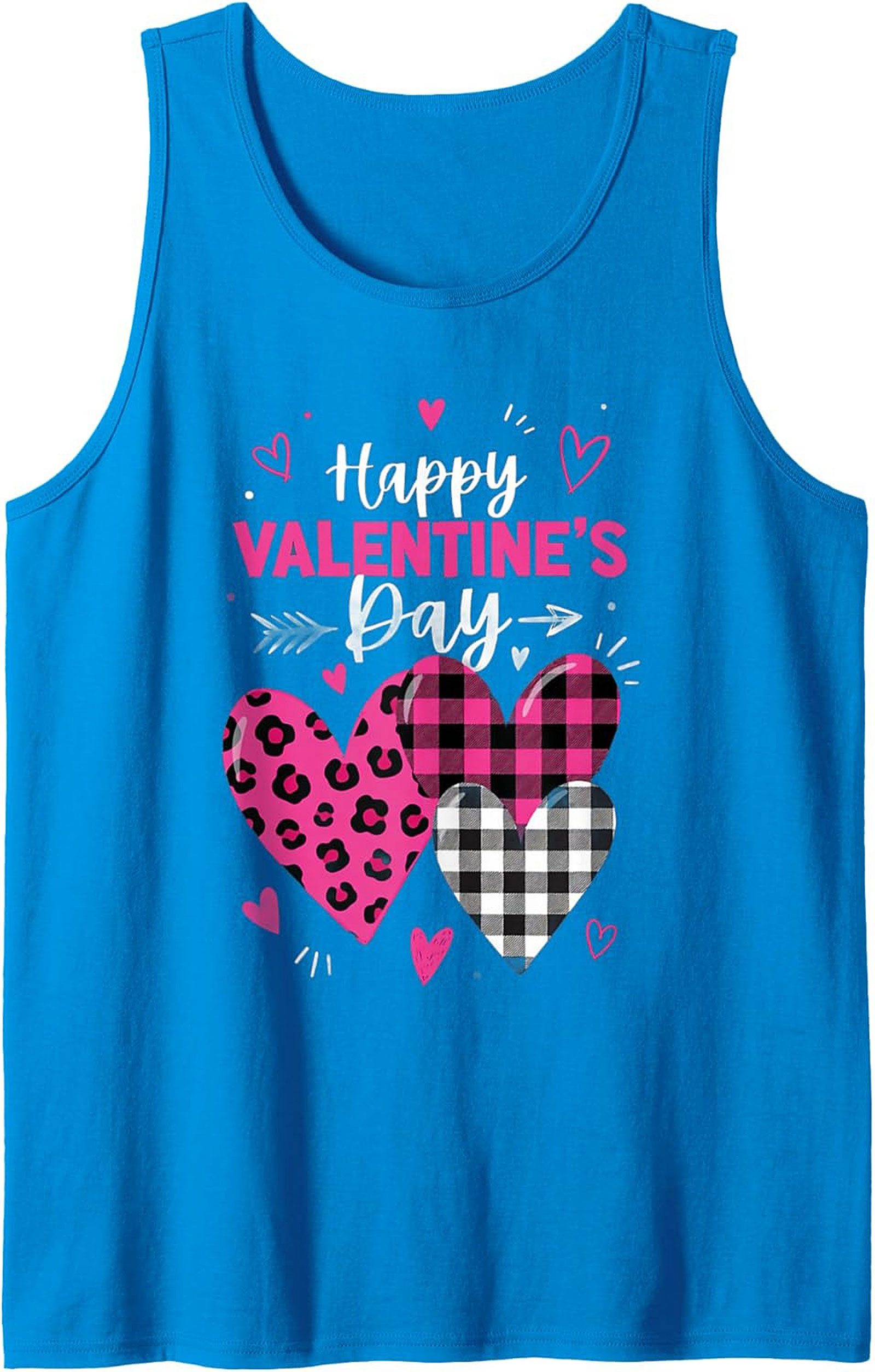 Valentine's Day Graphic Tank Leopard Plaid Sleeveless Shirt