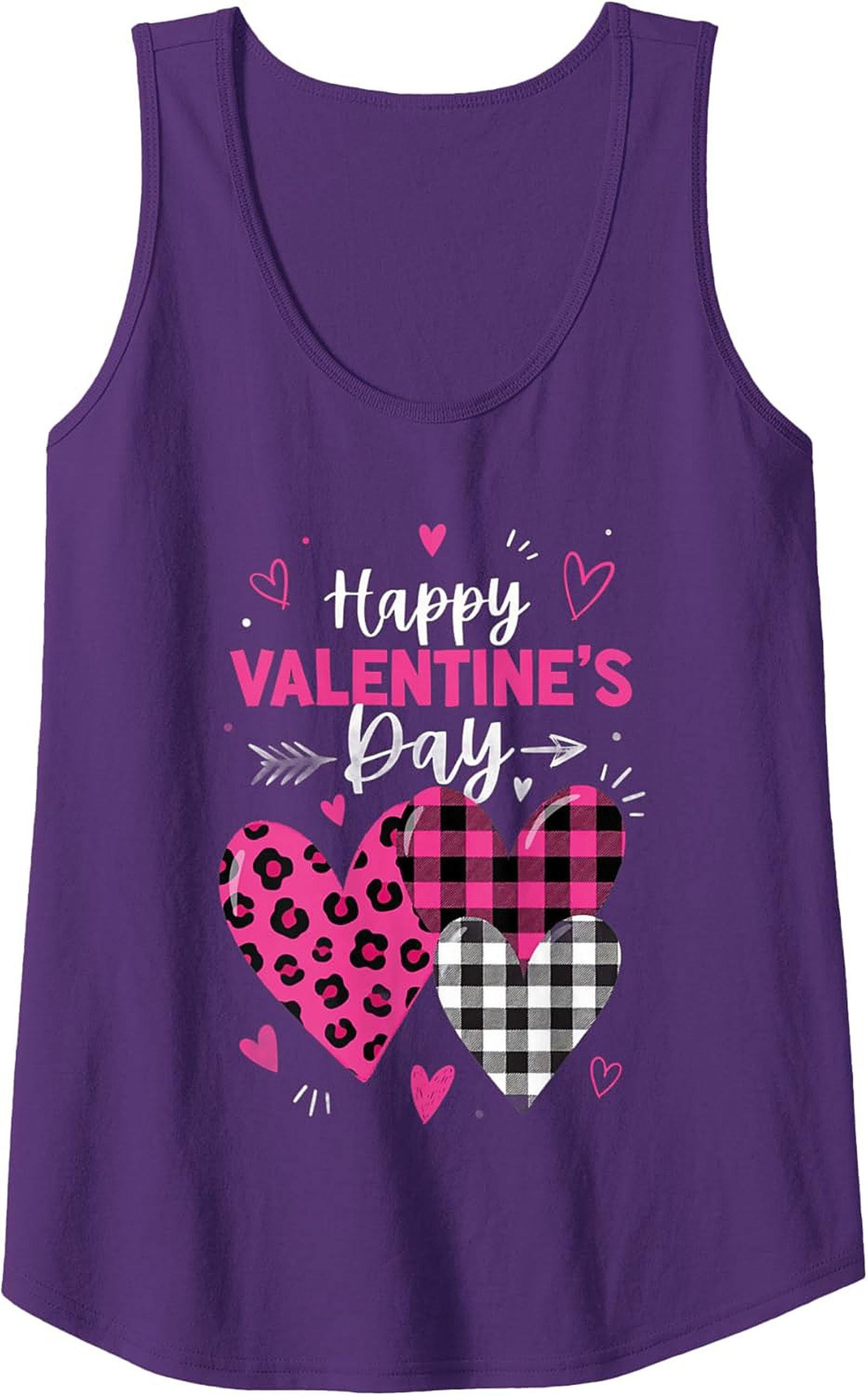 Valentine's Day Graphic Tank Leopard Plaid Sleeveless Shirt