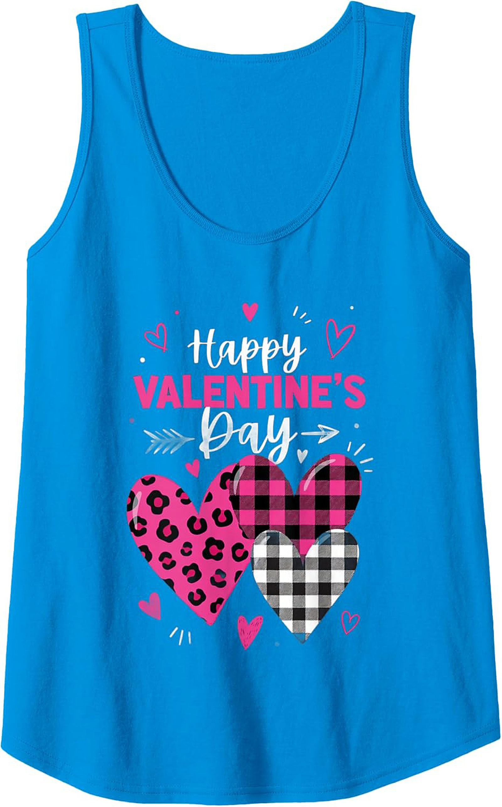 Valentine's Day Graphic Tank Leopard Plaid Sleeveless Shirt