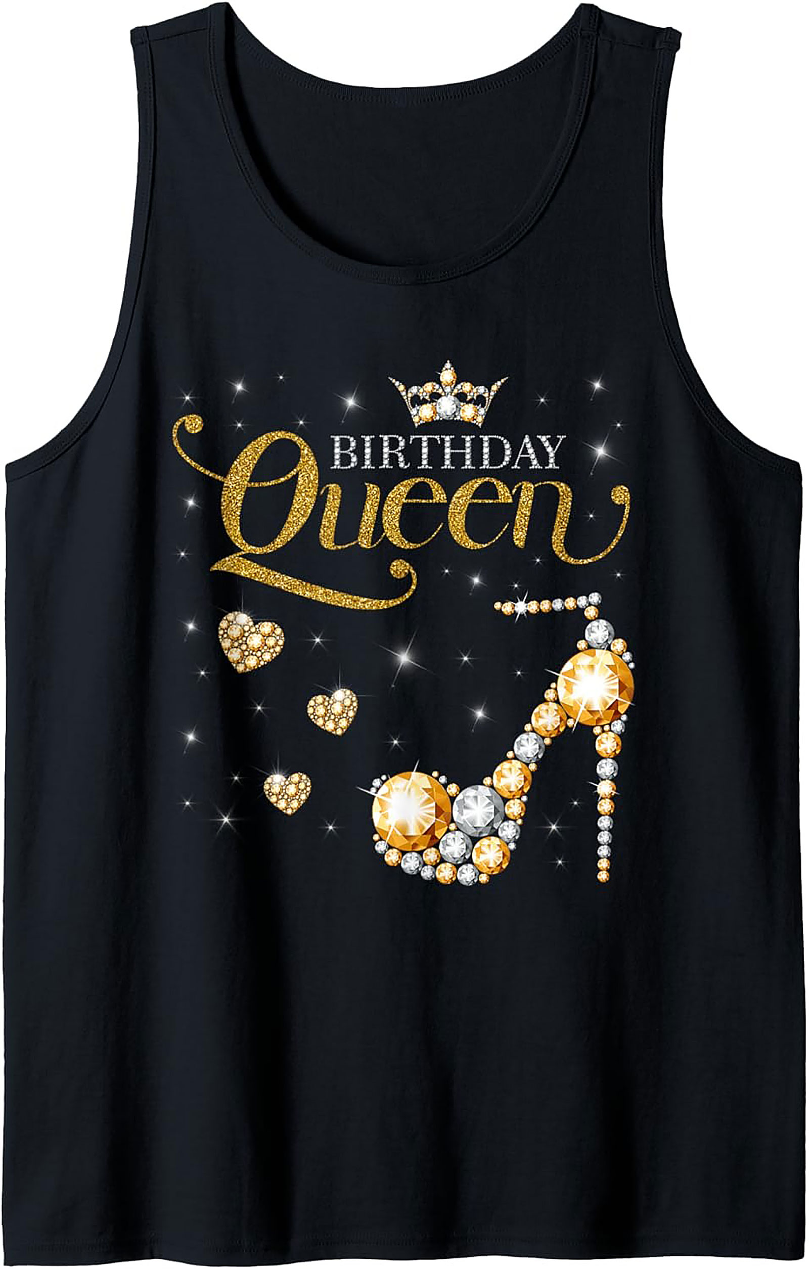 Birthday Queen Graphic Tank | Glitter Diamond Sleeveless Shirt