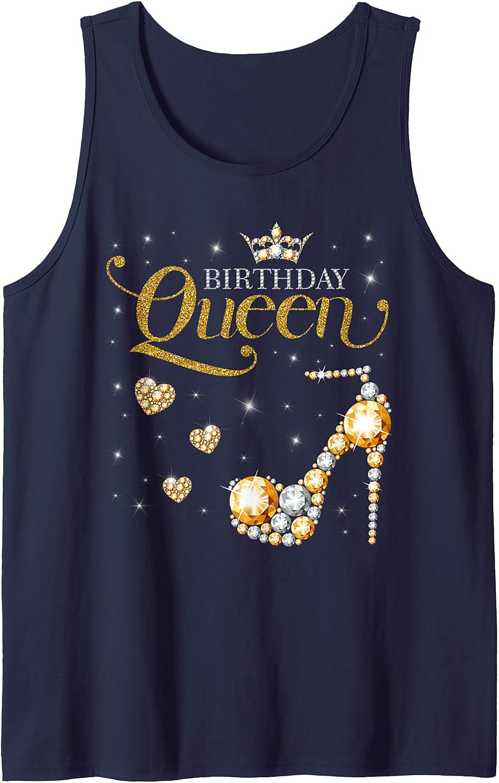 Birthday Queen Graphic Tank | Glitter Diamond Sleeveless Shirt