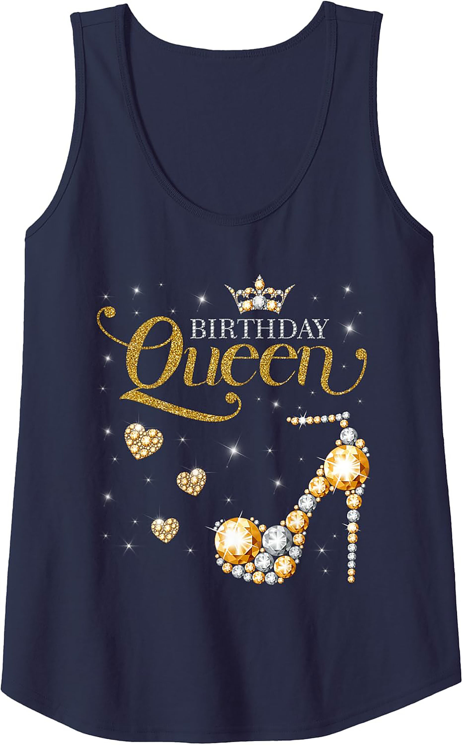 Birthday Queen Graphic Tank | Glitter Diamond Sleeveless Shirt