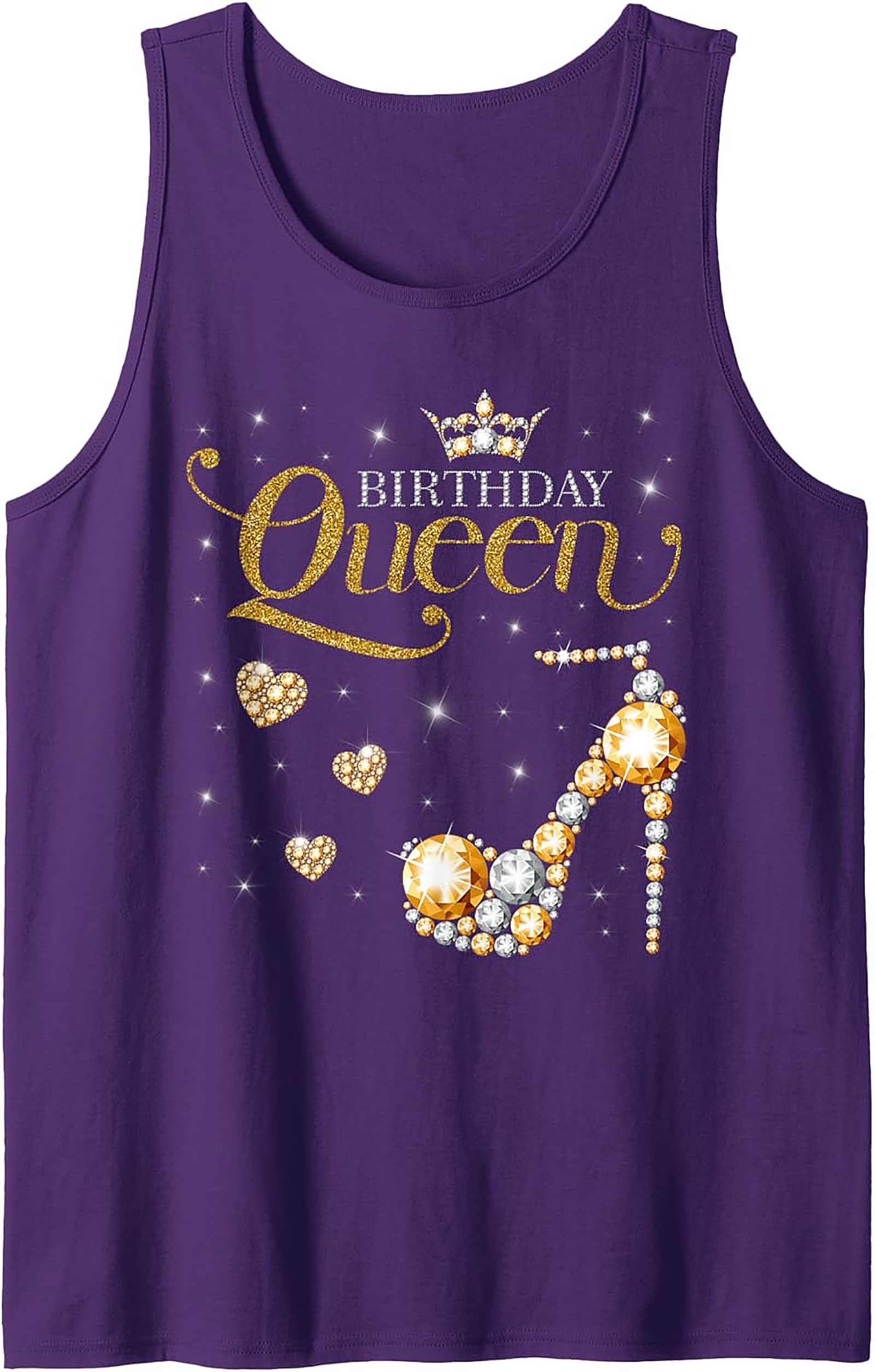 Birthday Queen Graphic Tank | Glitter Diamond Sleeveless Shirt