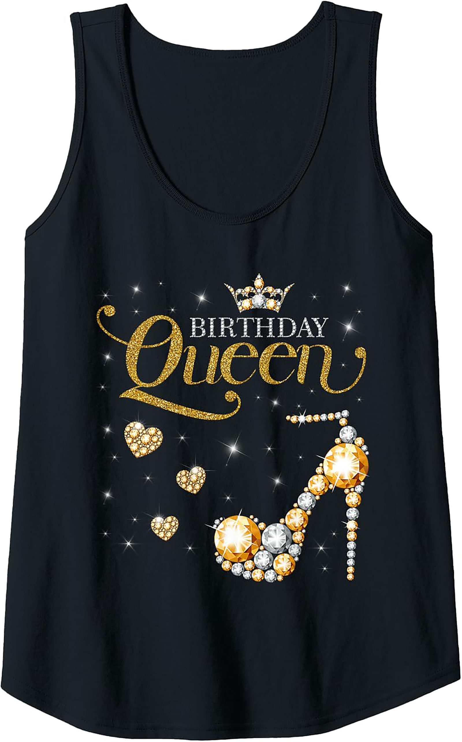 Birthday Queen Graphic Tank | Glitter Diamond Sleeveless Shirt
