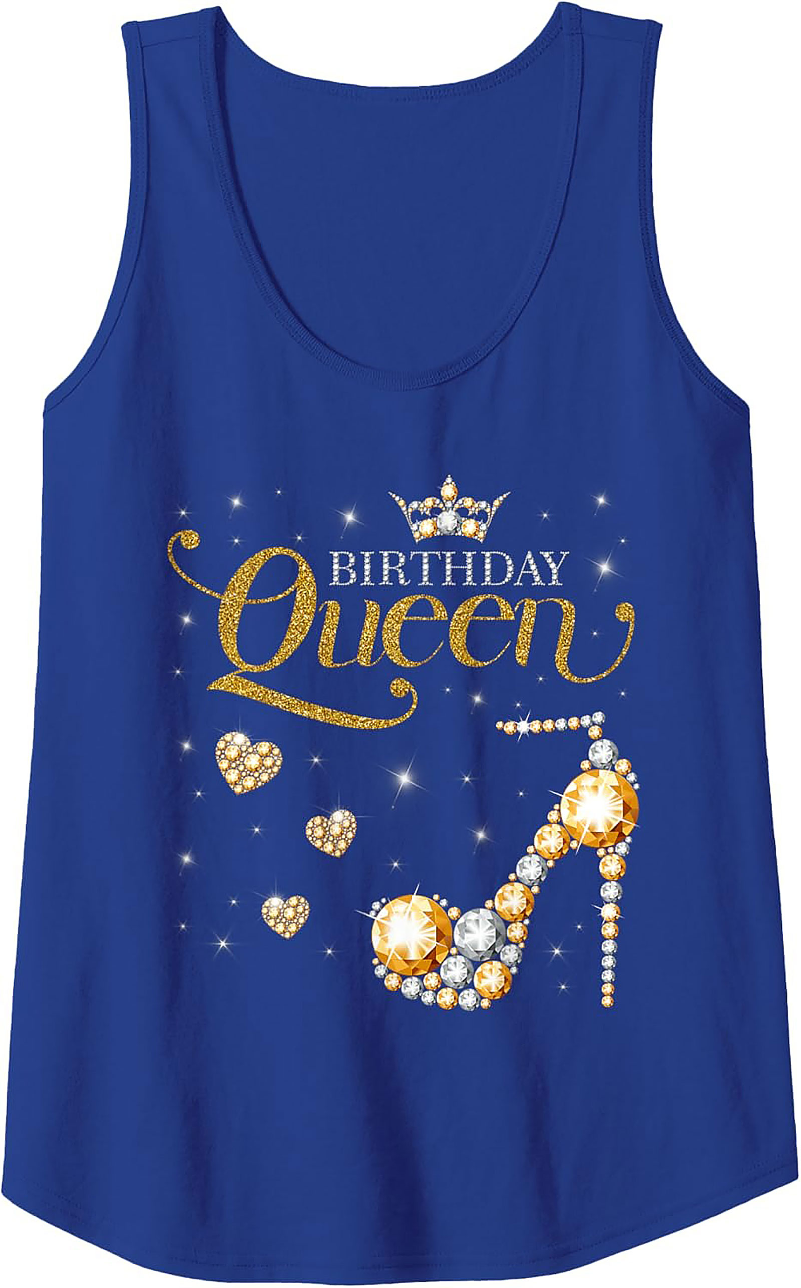 Birthday Queen Graphic Tank | Glitter Diamond Sleeveless Shirt