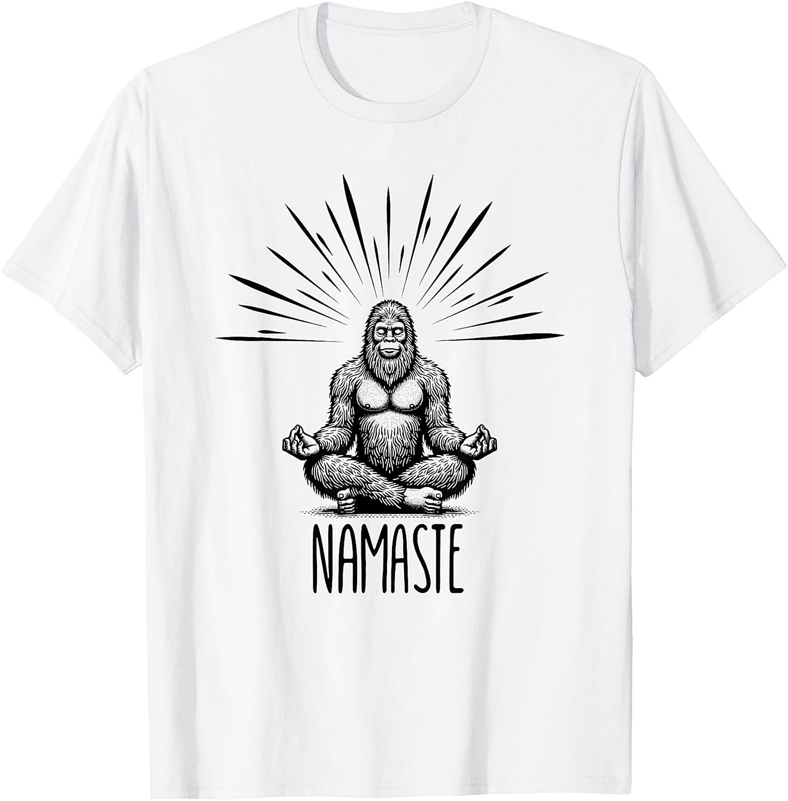 Funny Bigfoot Namaste Graphic Tee Sasquatch Yoga Shirt