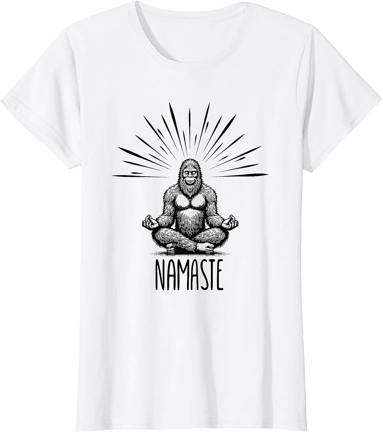 Funny Bigfoot Namaste Graphic Tee Sasquatch Yoga Shirt