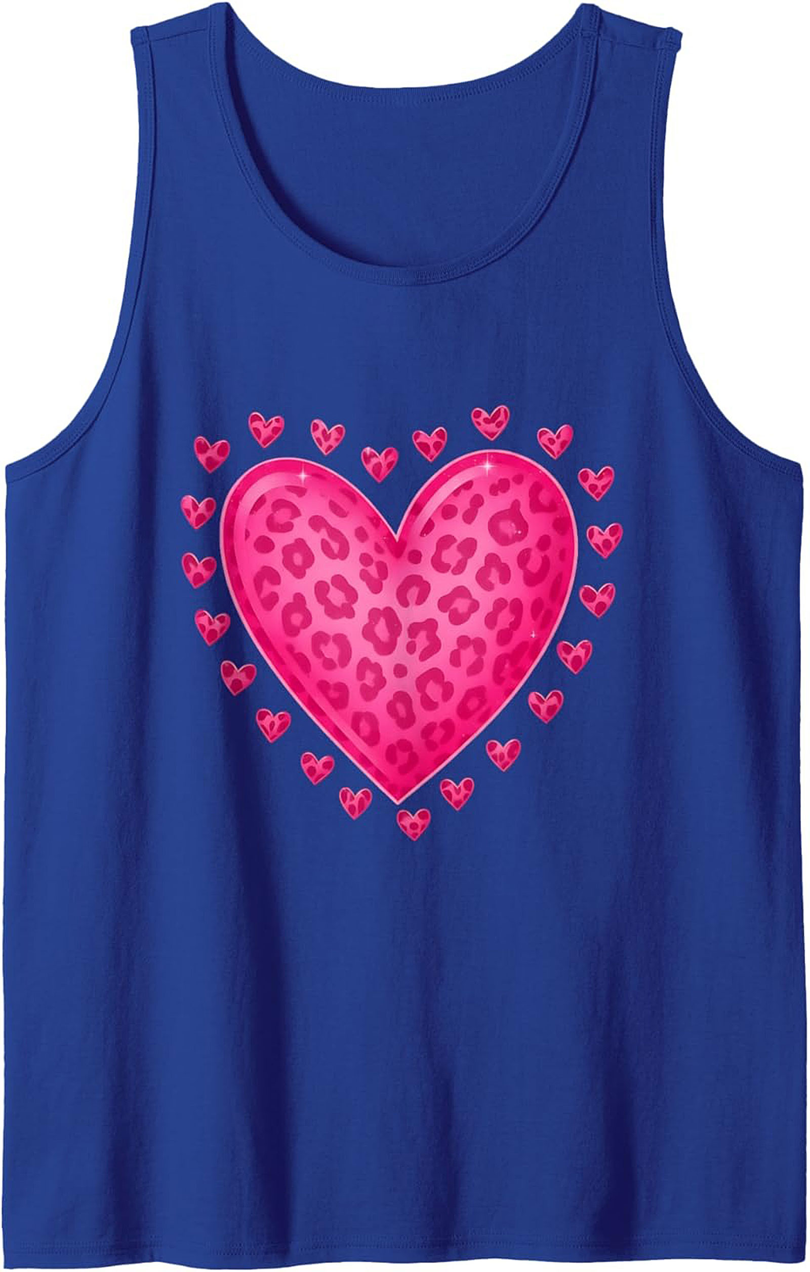 Pink Leopard Heart Graphic Tank Top Summer Sleeveless Shirt