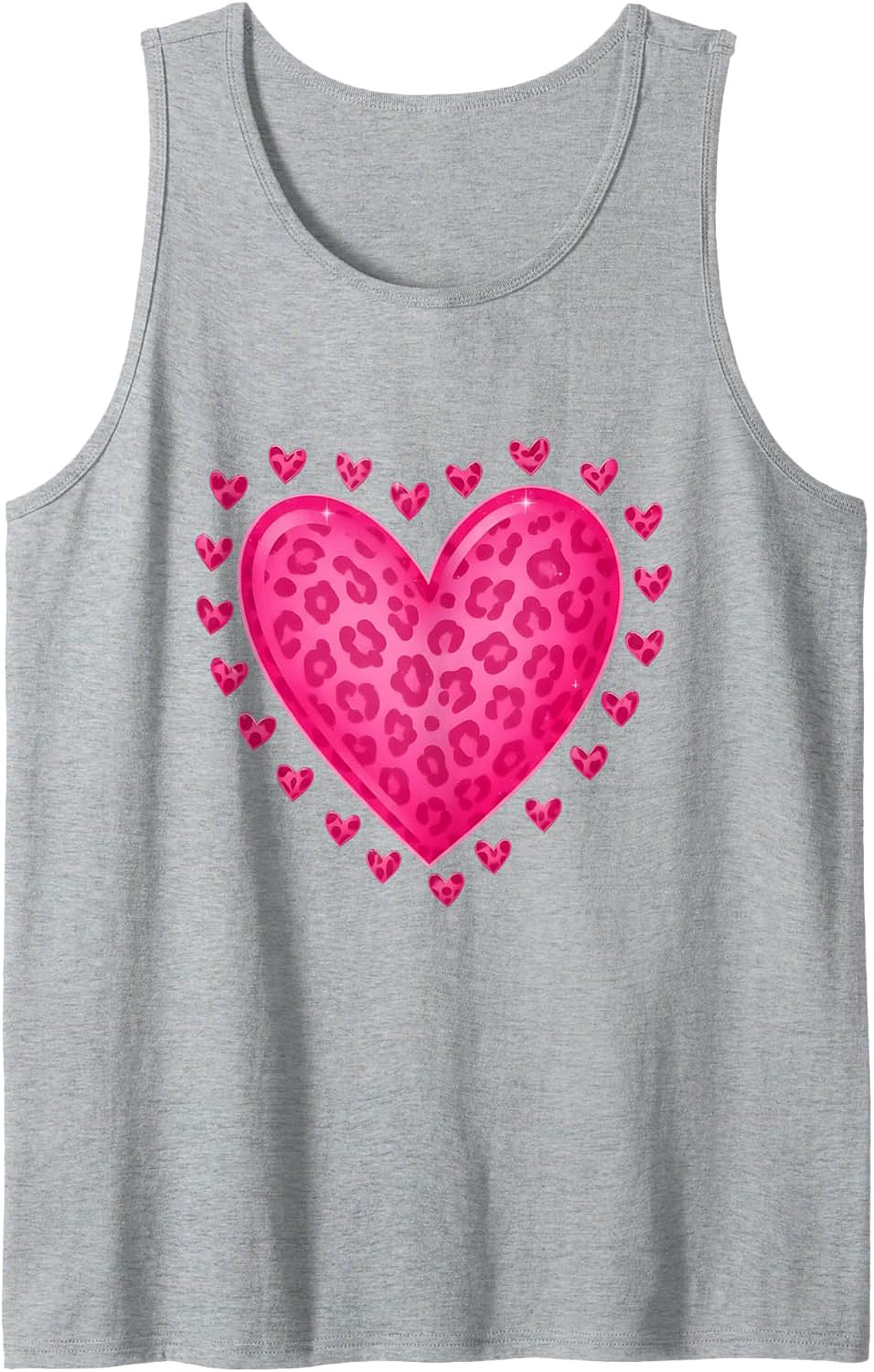 Pink Leopard Heart Graphic Tank Top Summer Sleeveless Shirt