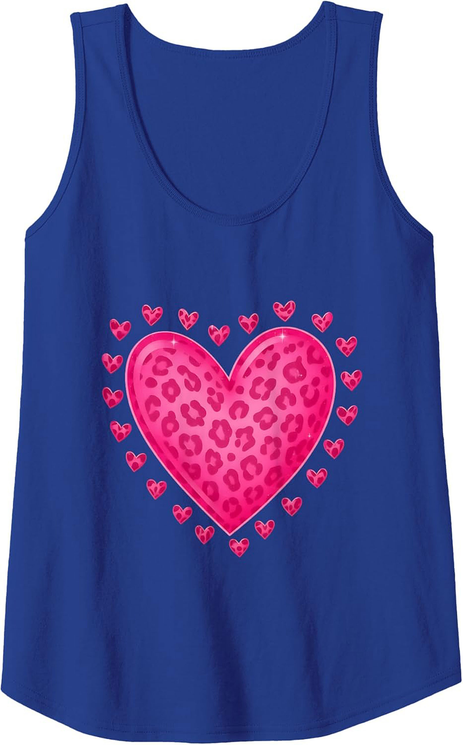 Pink Leopard Heart Graphic Tank Top Summer Sleeveless Shirt