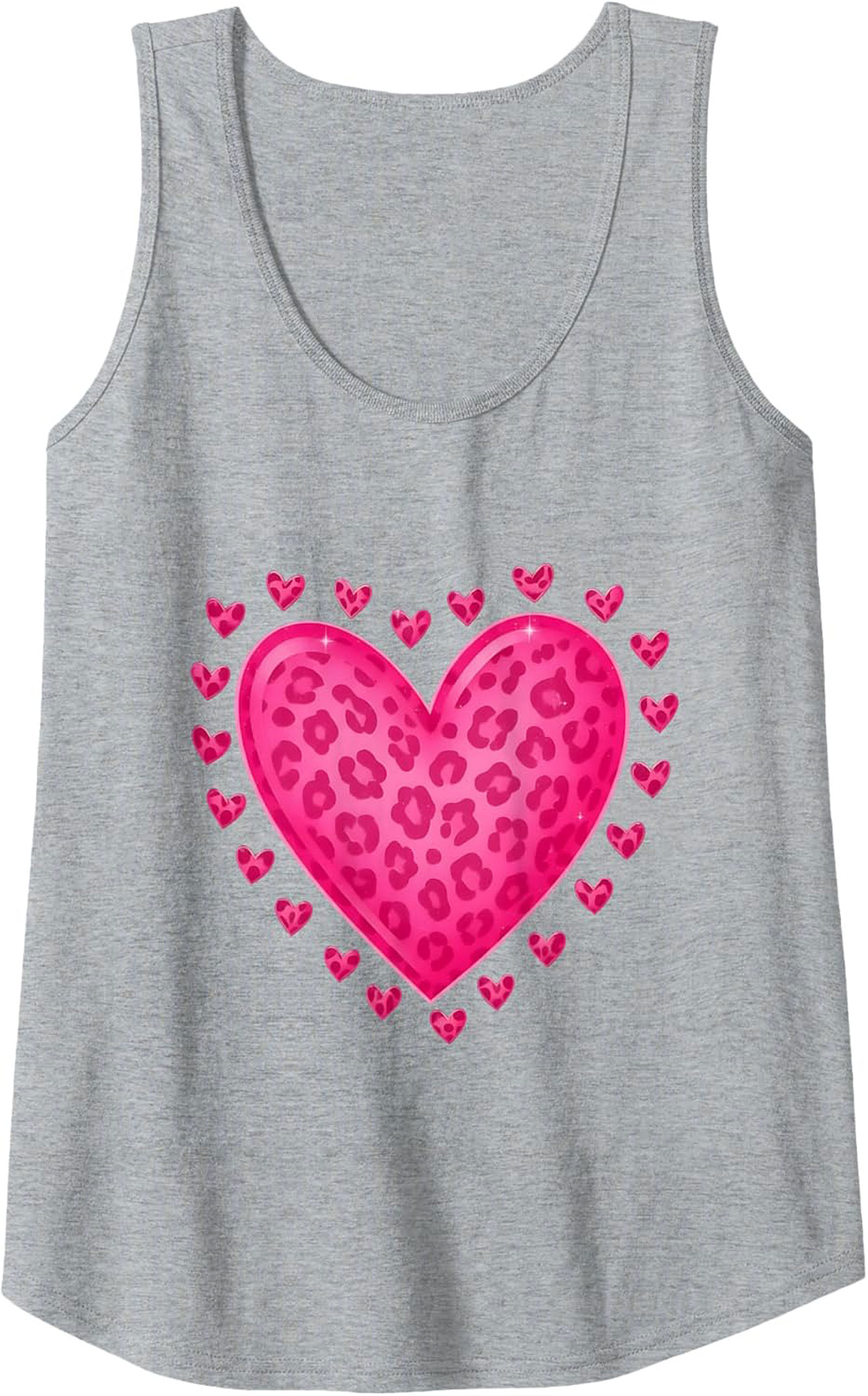Pink Leopard Heart Graphic Tank Top Summer Sleeveless Shirt
