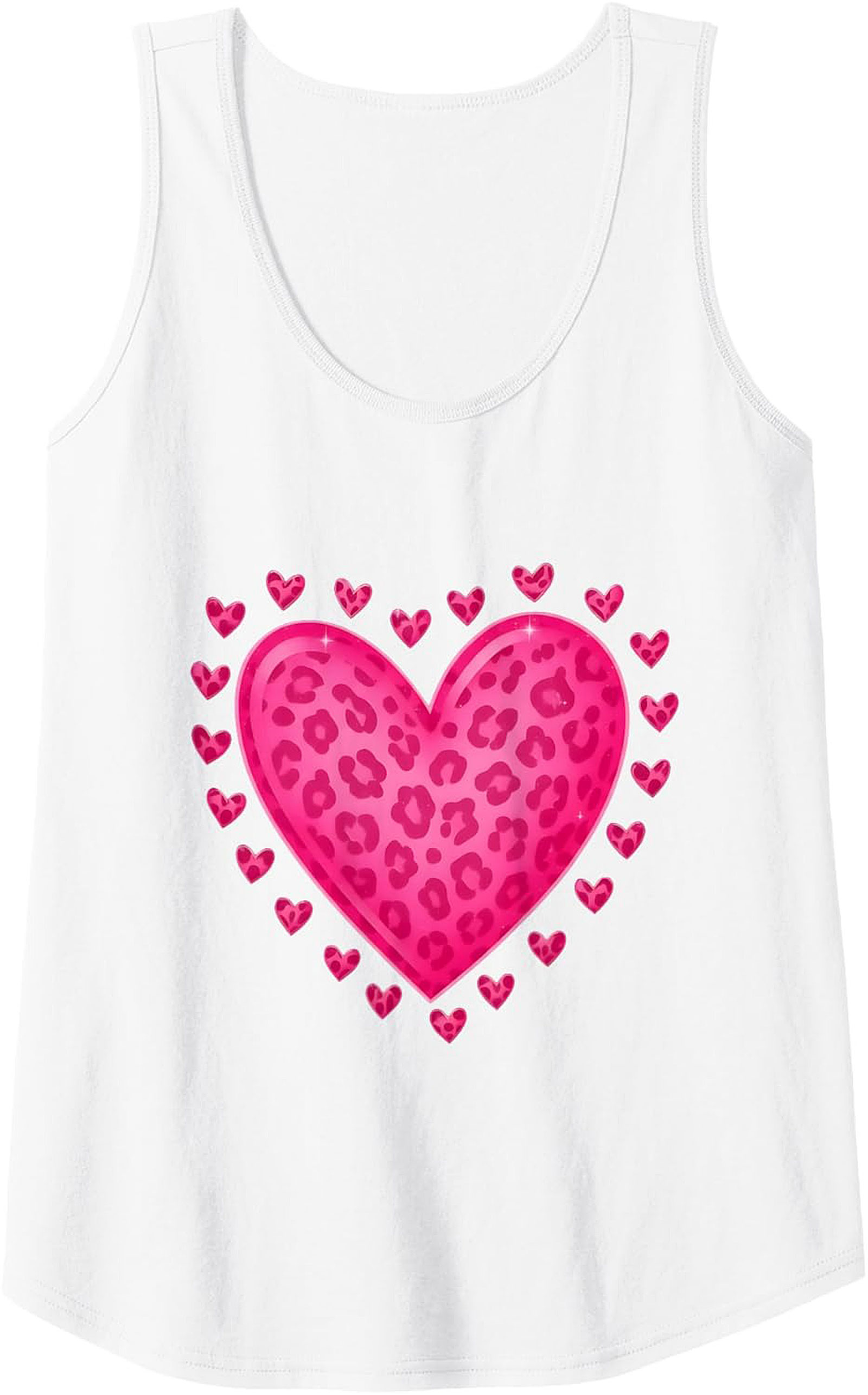 Pink Leopard Heart Graphic Tank Top Summer Sleeveless Shirt