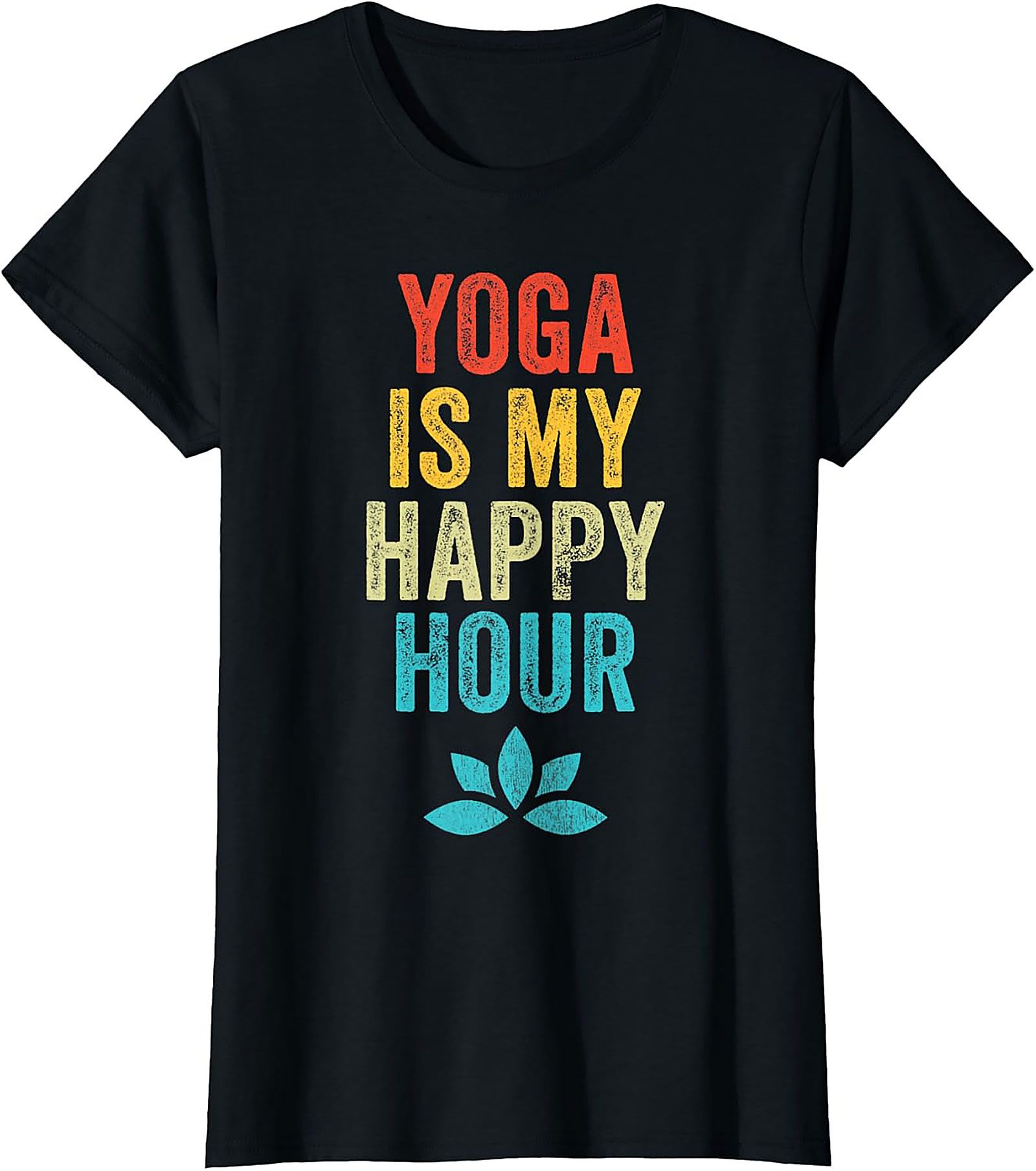 Yoga Is My Happy Hour T-shirt Funny Retro Graphic Tee