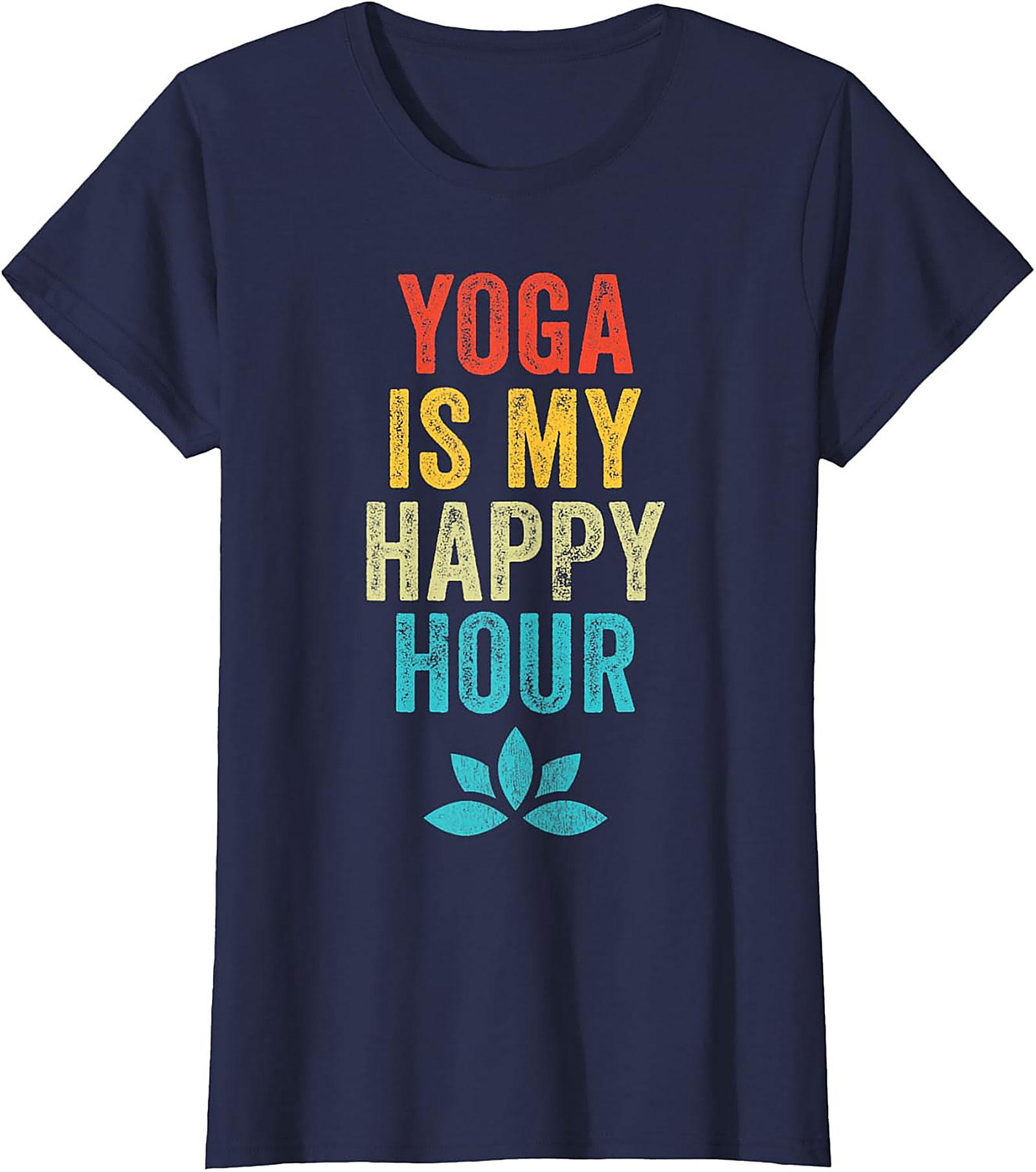 Yoga Is My Happy Hour T-shirt Funny Retro Graphic Tee