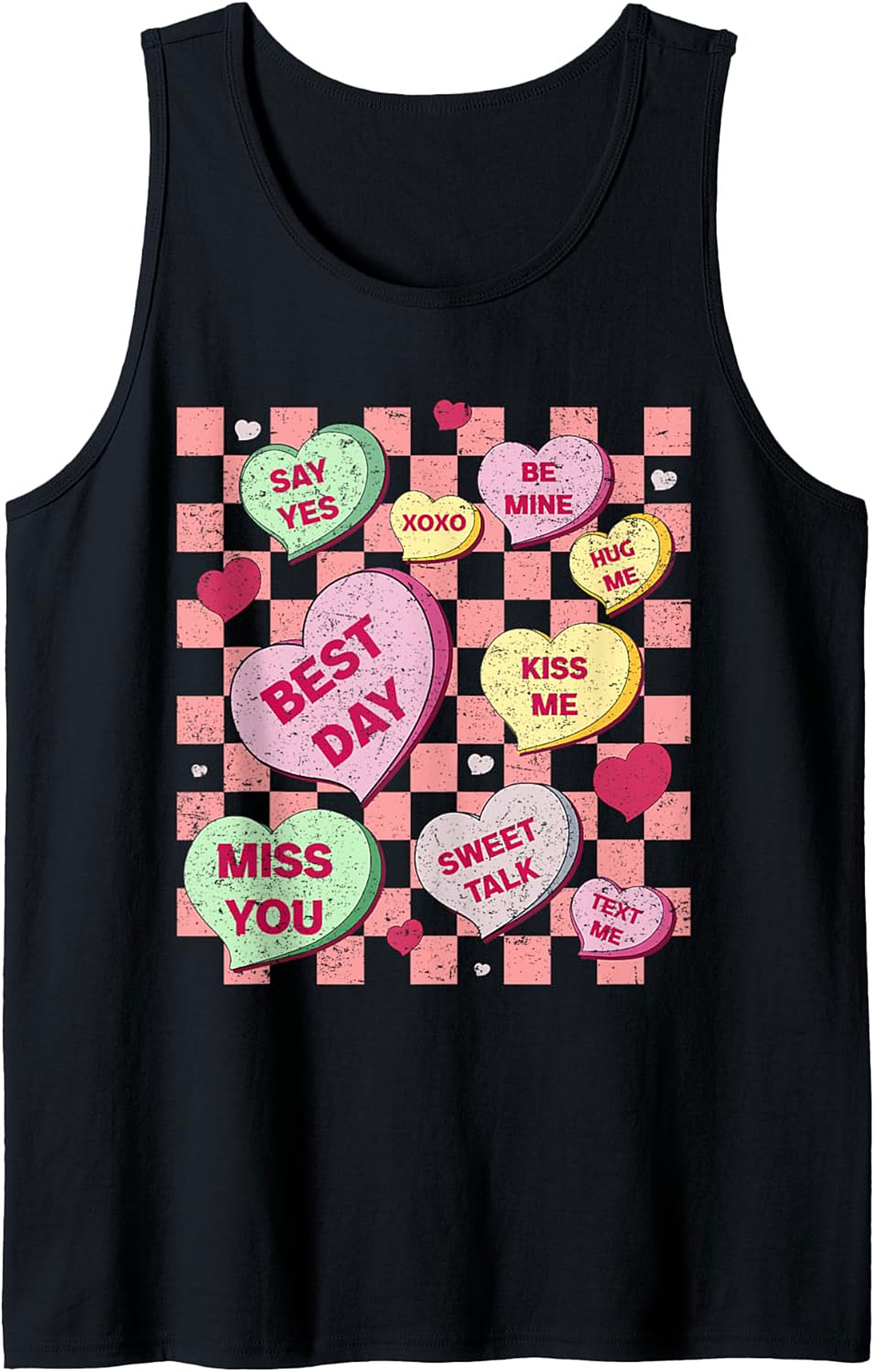 Conversation Heart Graphic Tank Sweet Retro Sleeveless Shirt