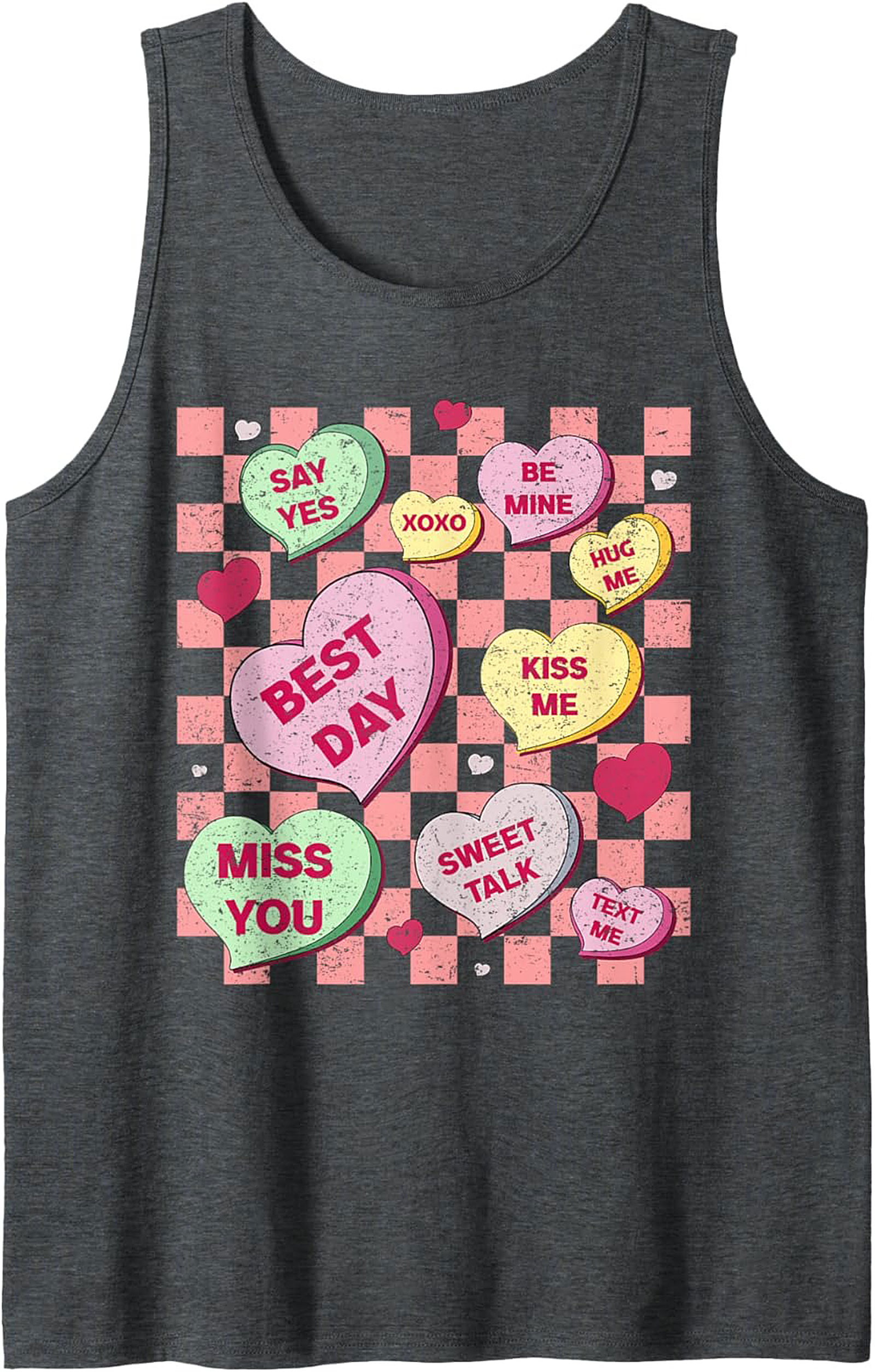 Conversation Heart Graphic Tank Sweet Retro Sleeveless Shirt