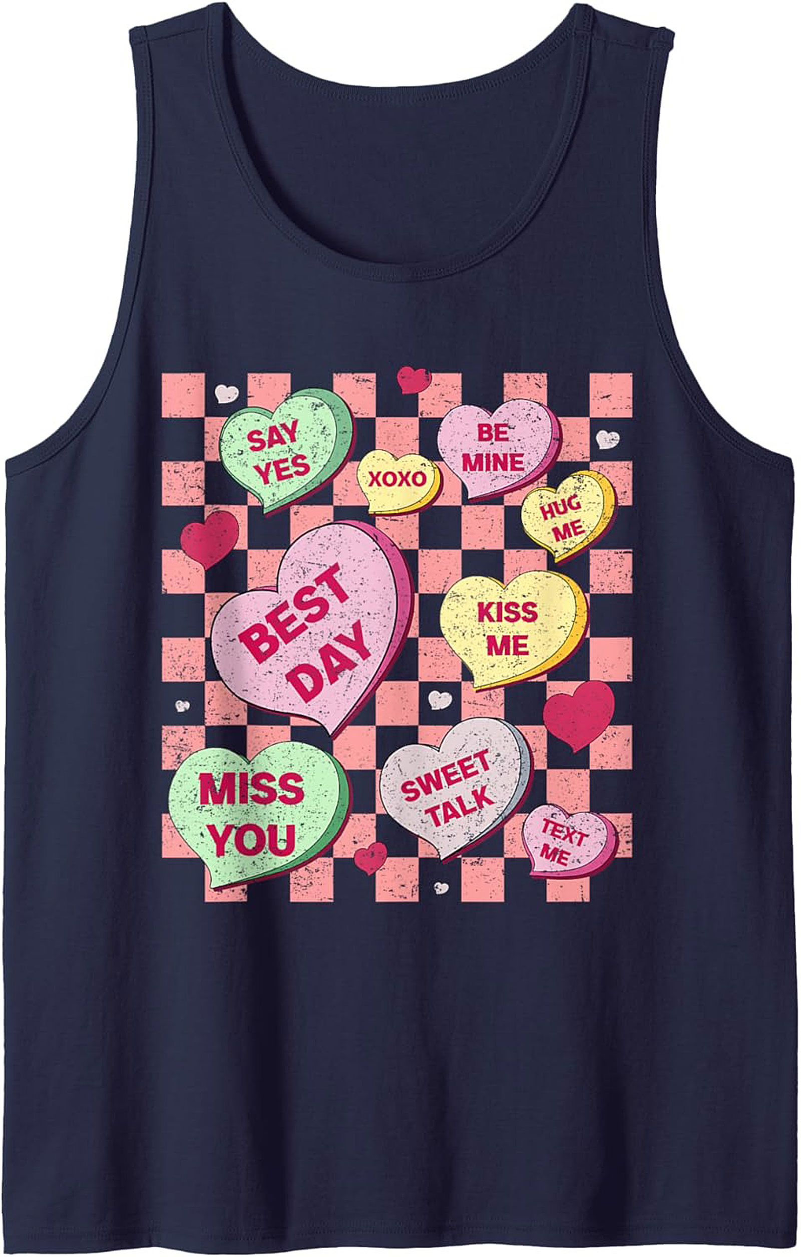 Conversation Heart Graphic Tank Sweet Retro Sleeveless Shirt