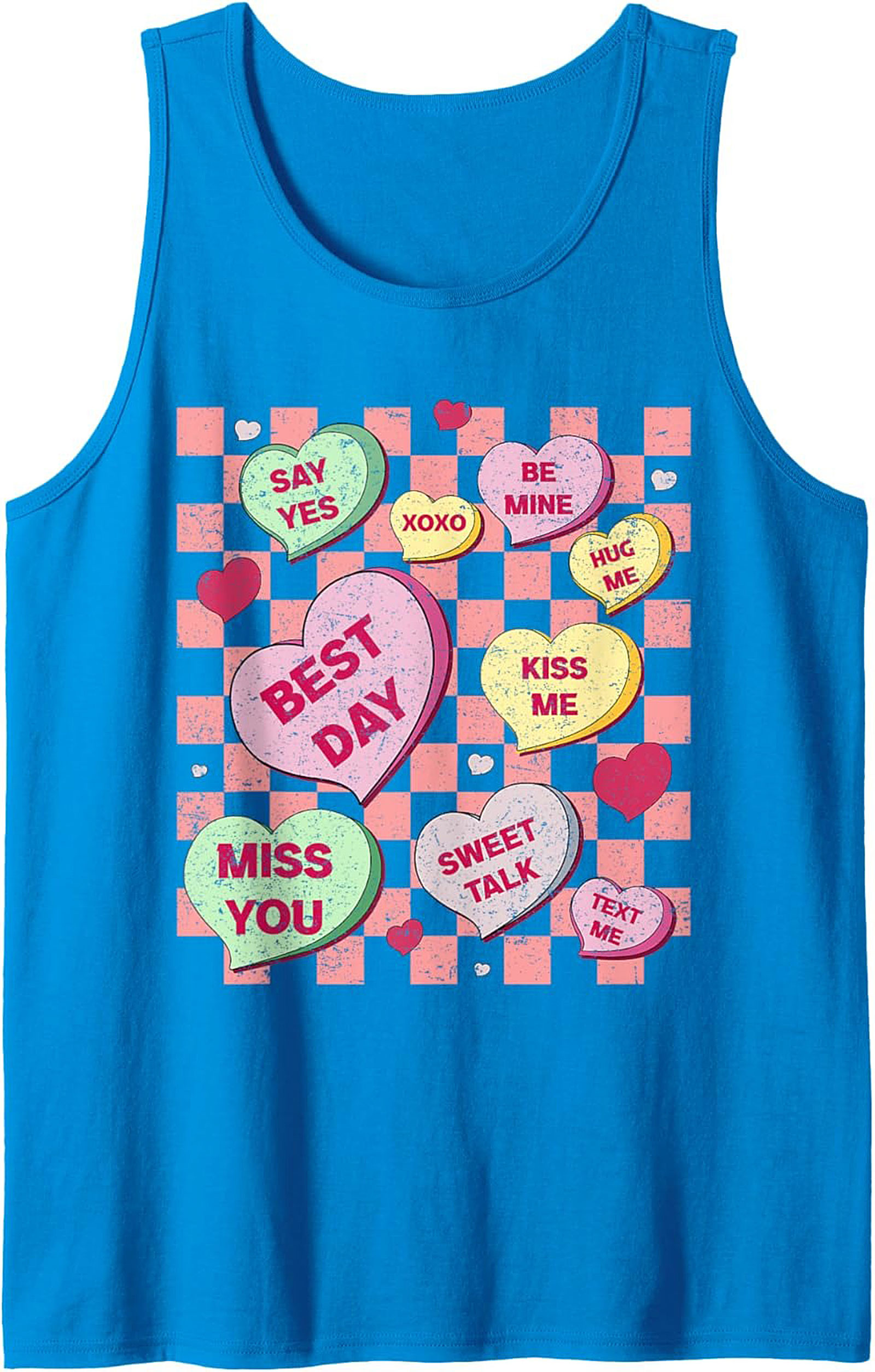 Conversation Heart Graphic Tank Sweet Retro Sleeveless Shirt