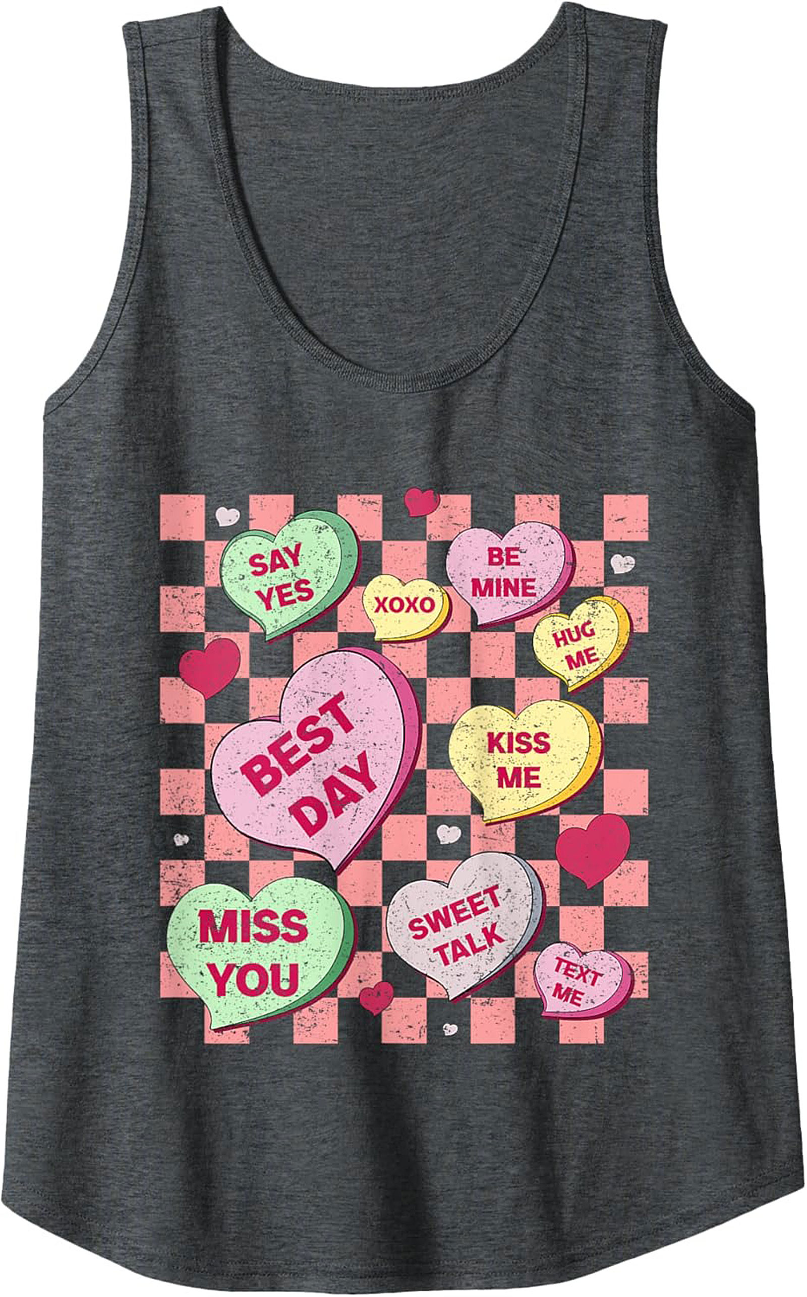 Conversation Heart Graphic Tank Sweet Retro Sleeveless Shirt