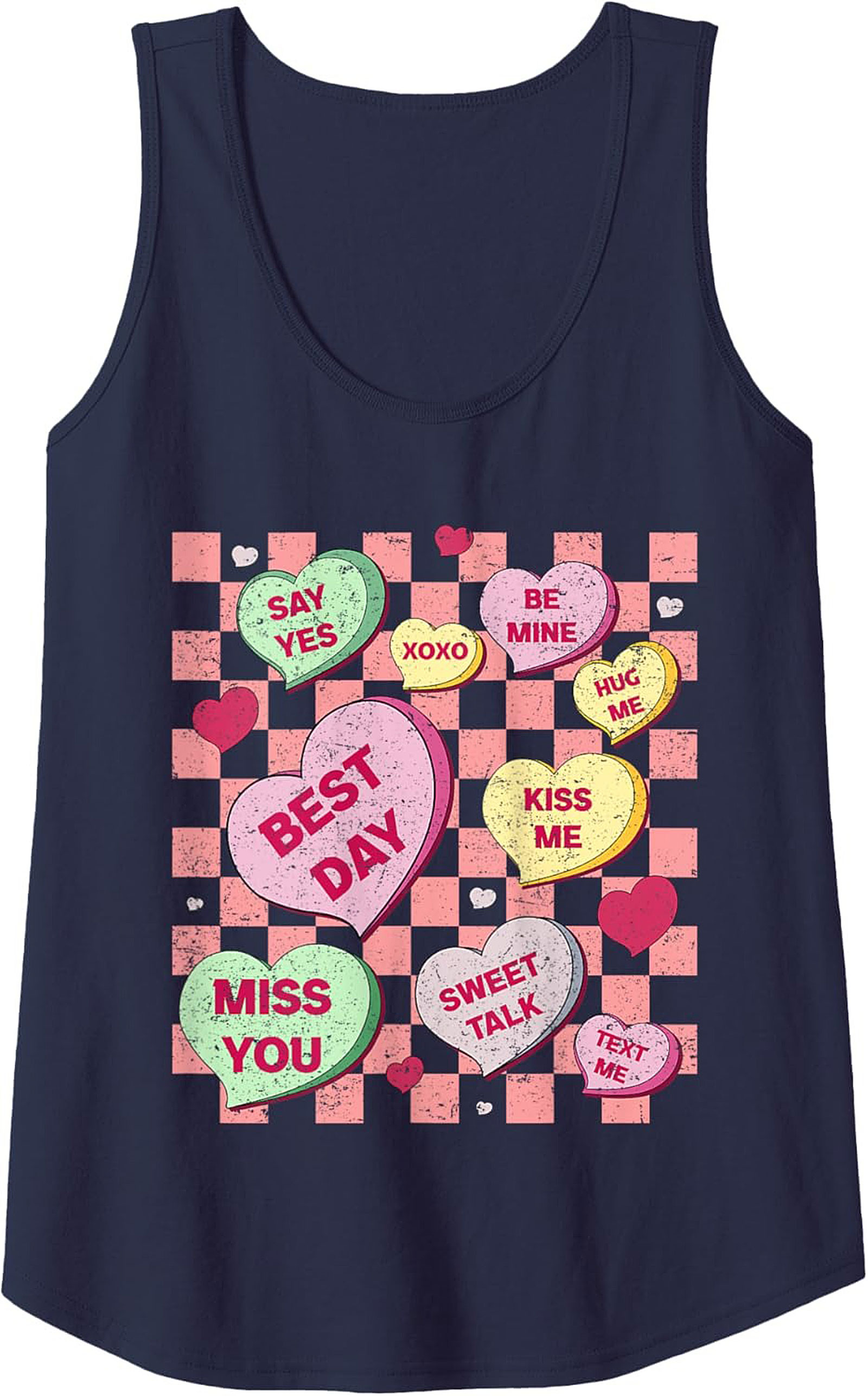 Conversation Heart Graphic Tank Sweet Retro Sleeveless Shirt