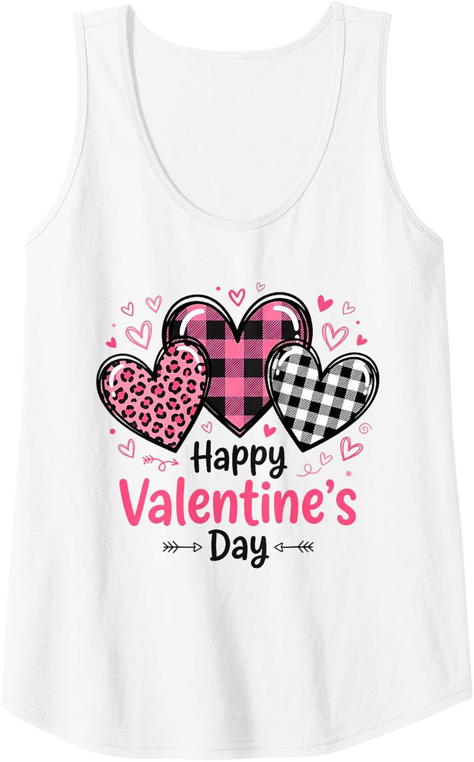 Plaid Hearts Valentine's Day Graphic Tank Unisex Fit