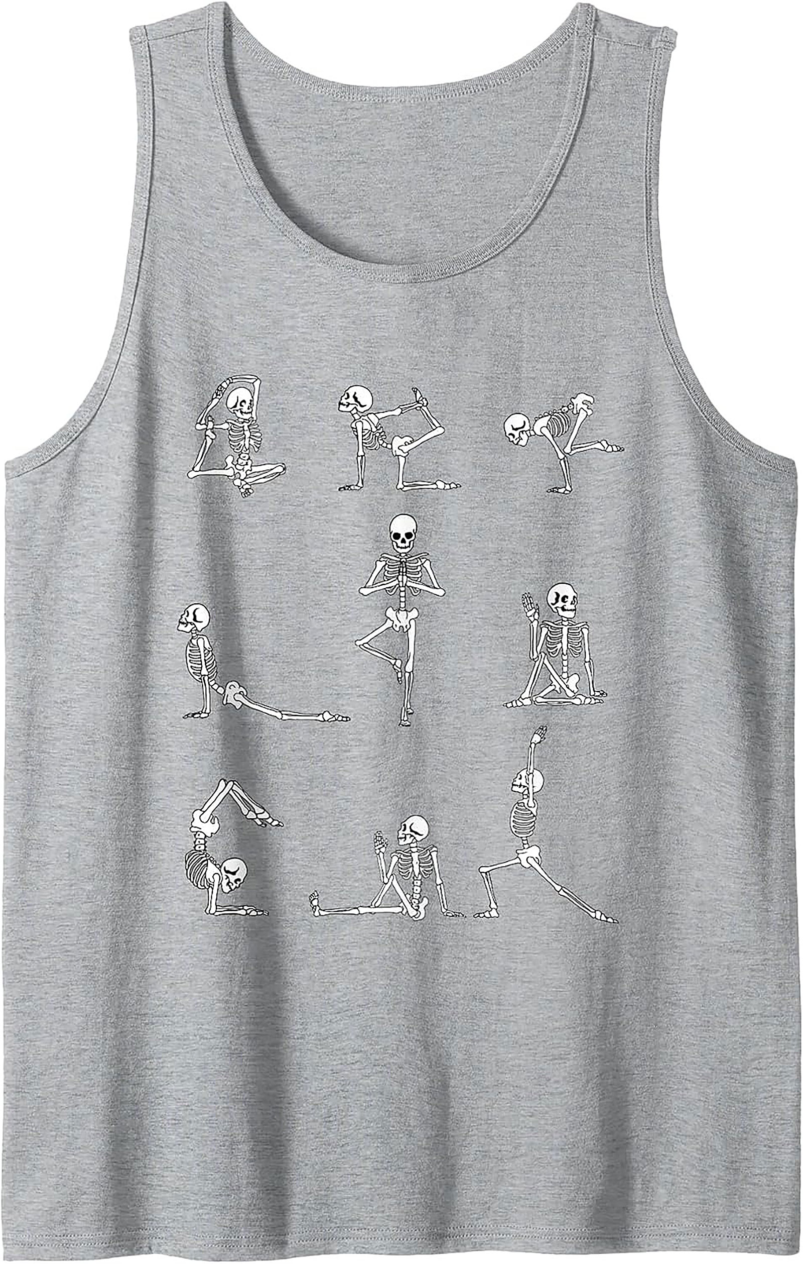 Skeleton Yoga Poses Graphic Tank Unisex Workout Sleeveless Shirt