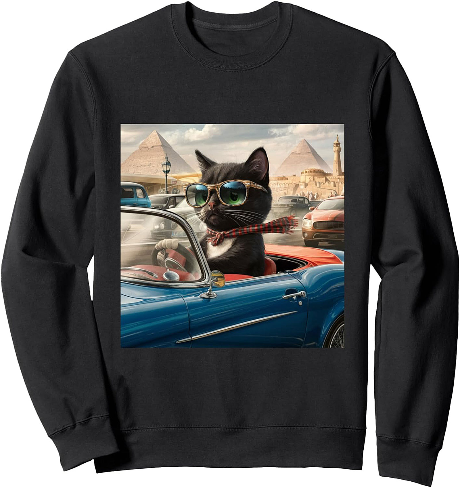 Cool Cat Driver Graphic Sweatshirt Unisex Crewneck Gift