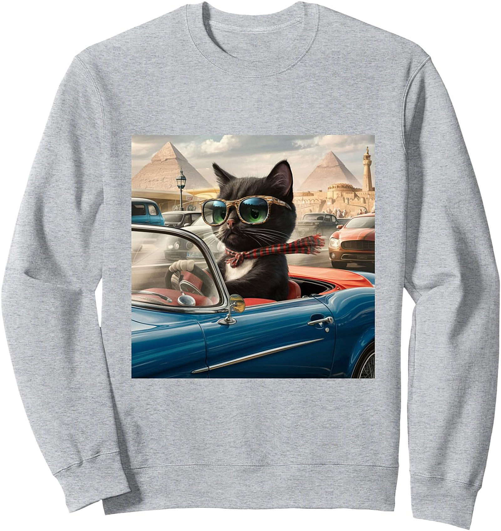 Cool Cat Driver Graphic Sweatshirt Unisex Crewneck Gift