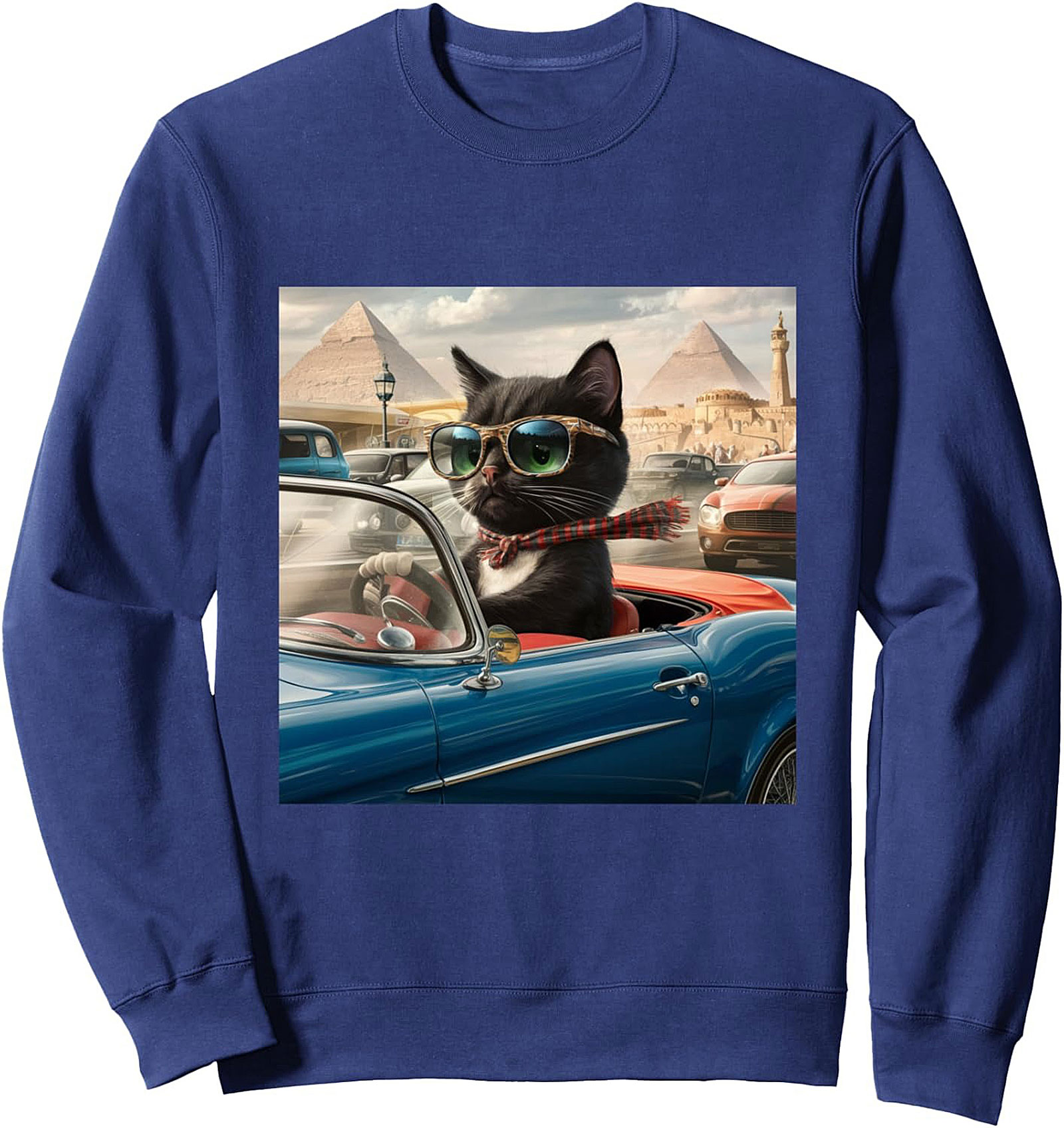 Cool Cat Driver Graphic Sweatshirt Unisex Crewneck Gift