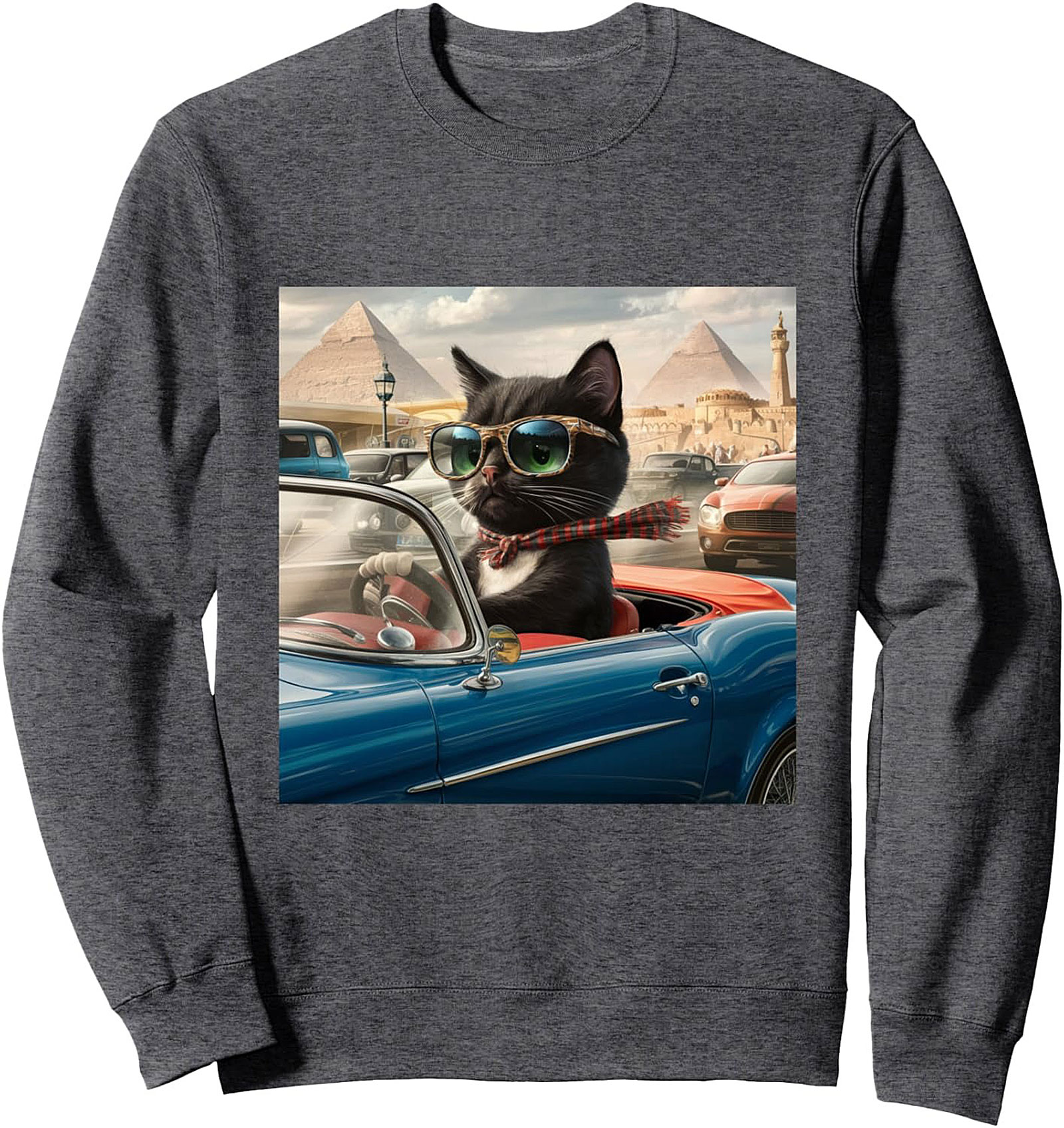 Cool Cat Driver Graphic Sweatshirt Unisex Crewneck Gift