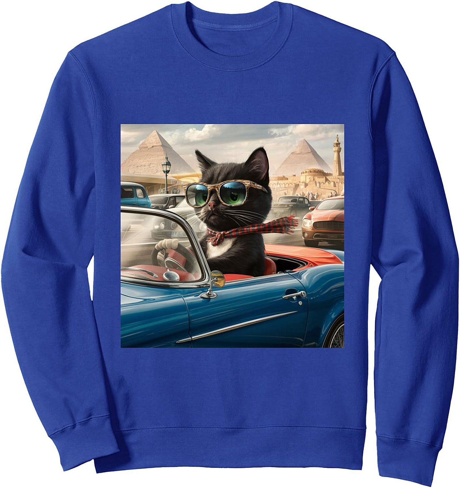 Cool Cat Driver Graphic Sweatshirt Unisex Crewneck Gift