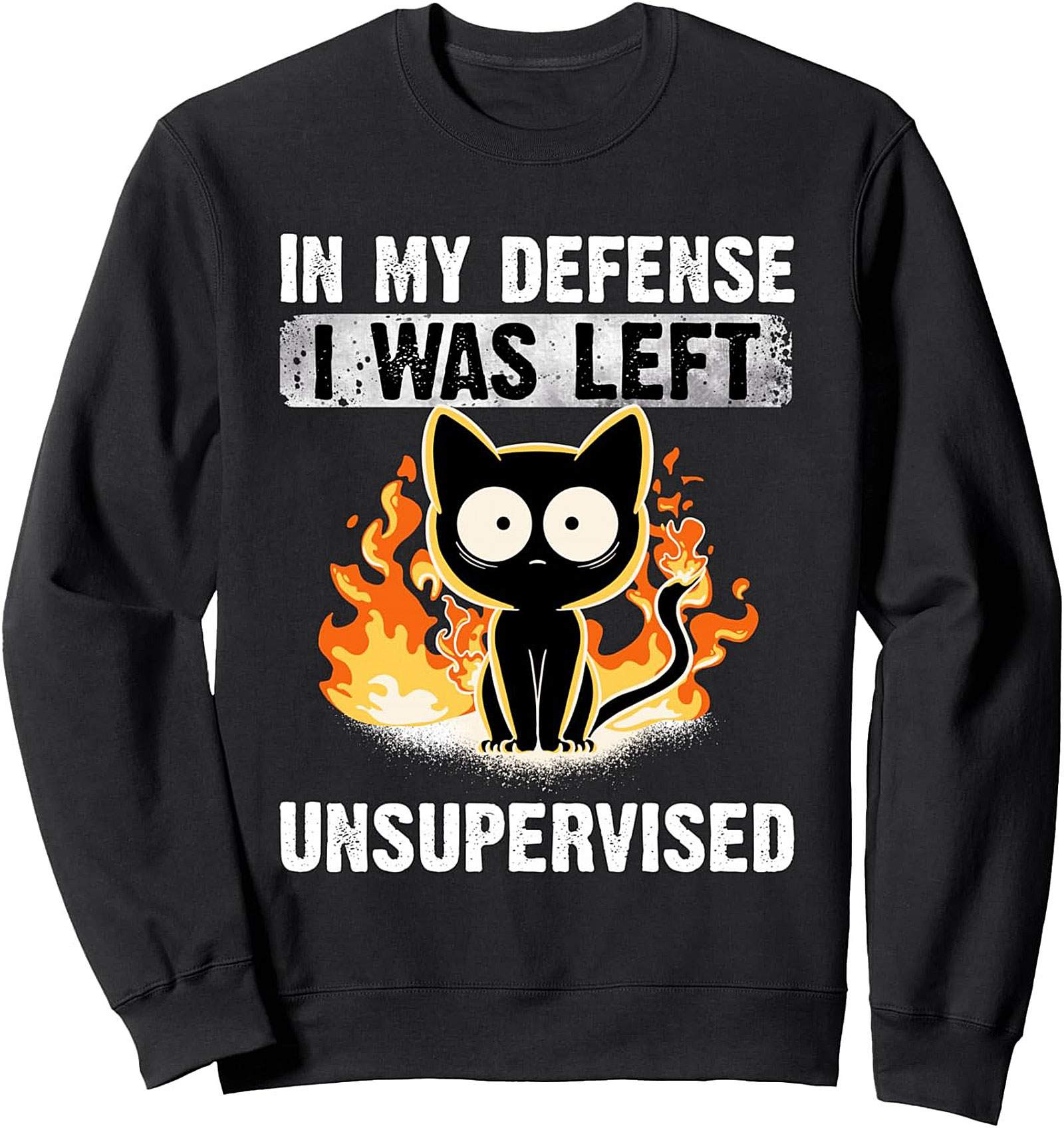 Sarcastic Cat Crewneck Sweatshirt Unsupervised Pullover