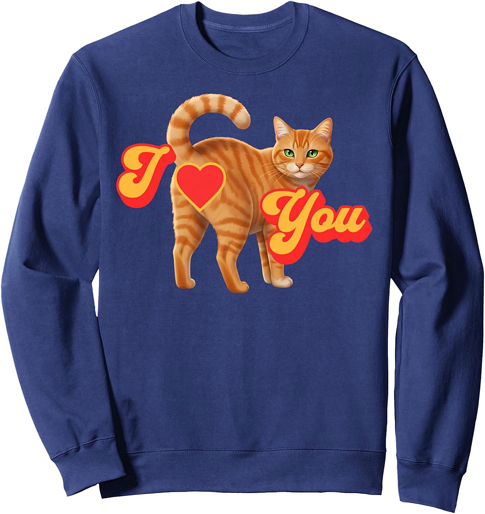 Funny Cat Crewneck Sweatshirt I Heart You Pullover Gift
