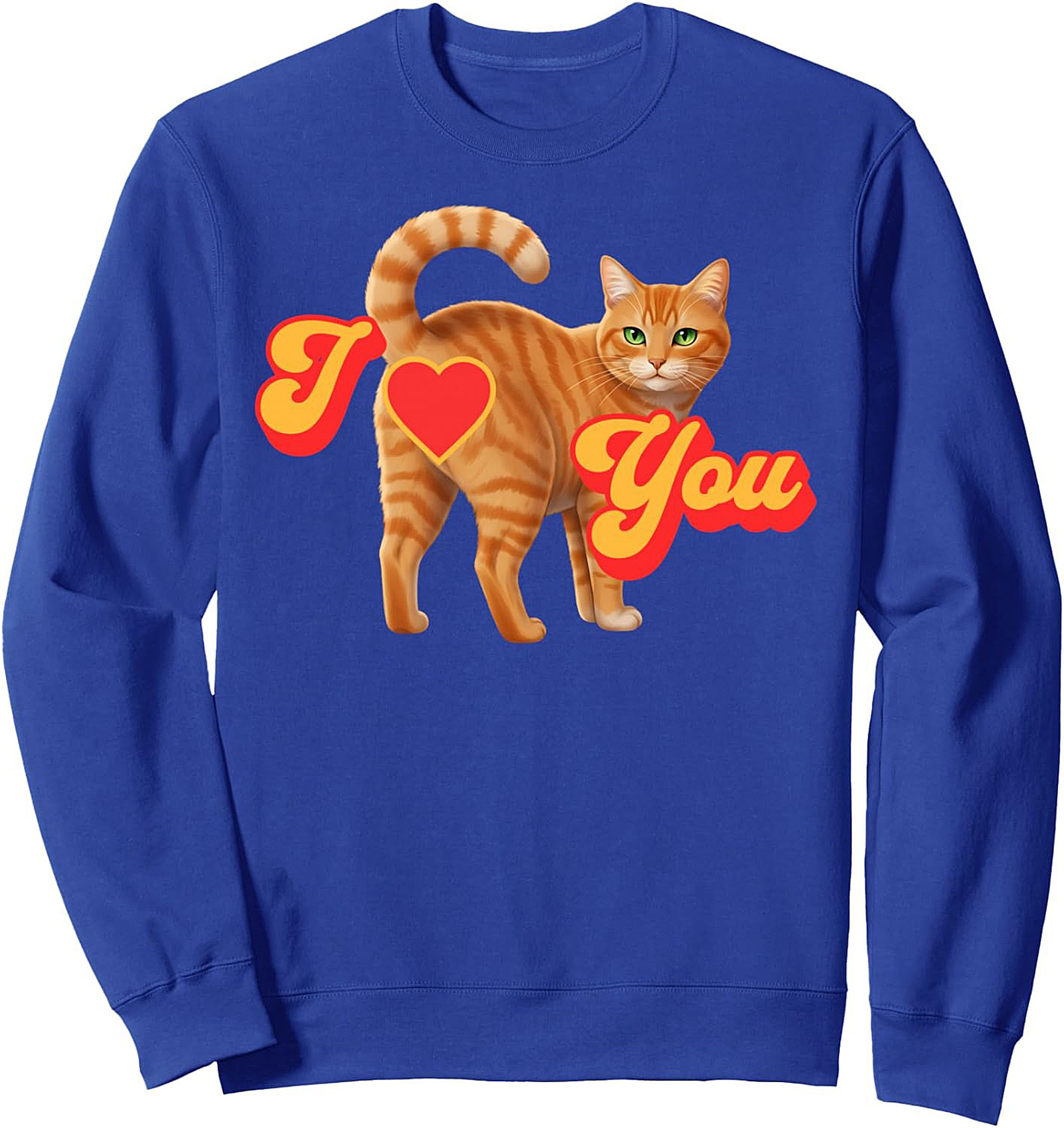 Funny Cat Crewneck Sweatshirt I Heart You Pullover Gift