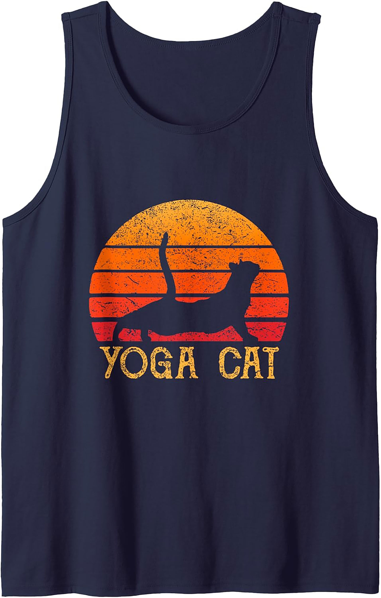 Yoga Cat Tank Top Retro Unisex Graphic Sleeveless Shirt