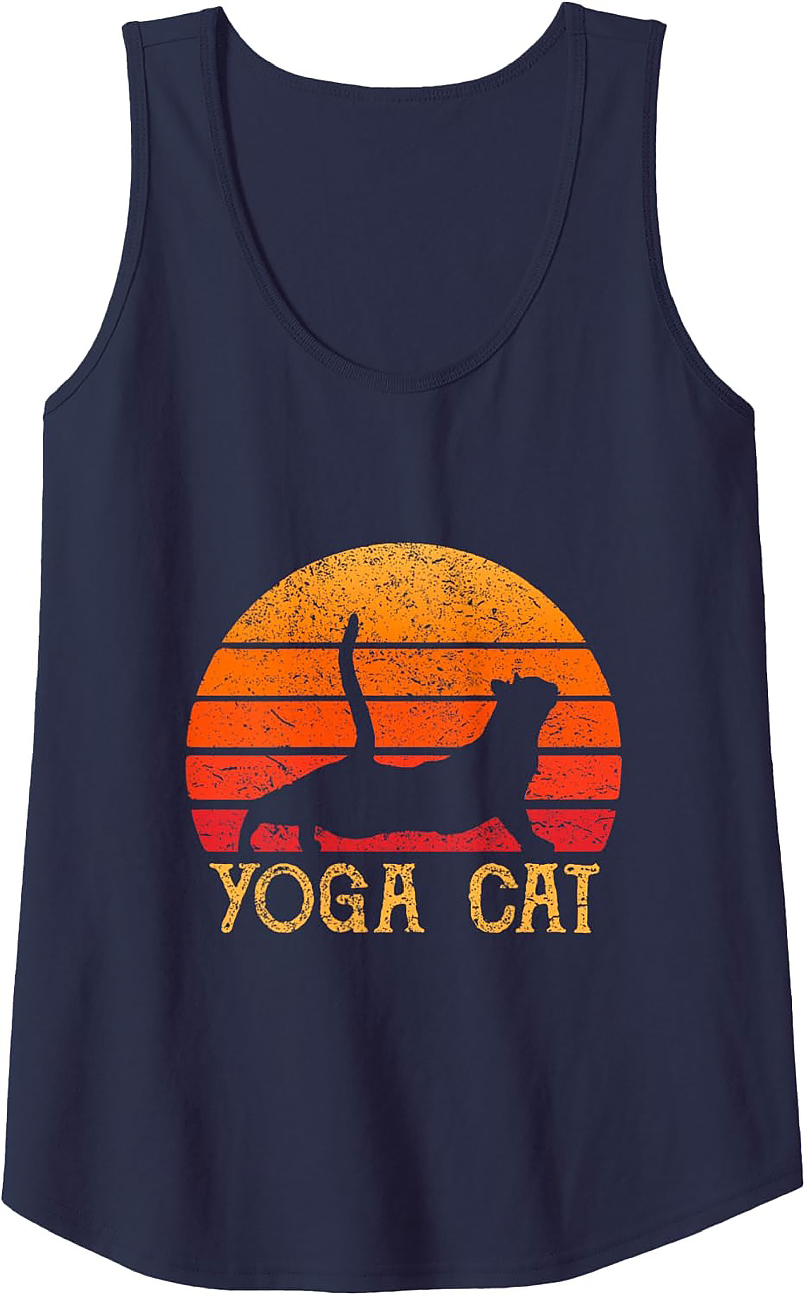 Yoga Cat Tank Top Retro Unisex Graphic Sleeveless Shirt
