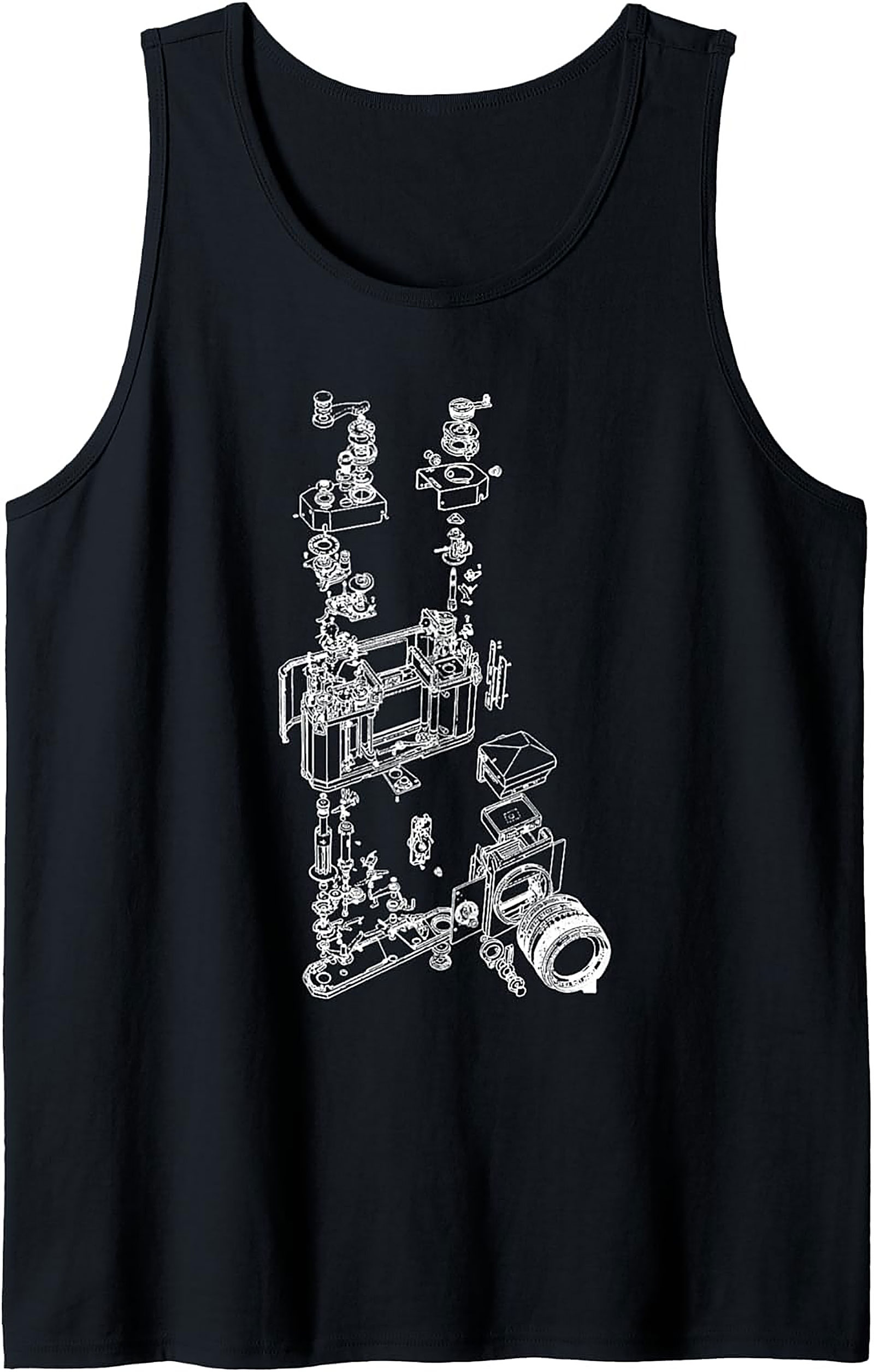 Vintage Camera Blueprint Tank Top | Photographer Gift