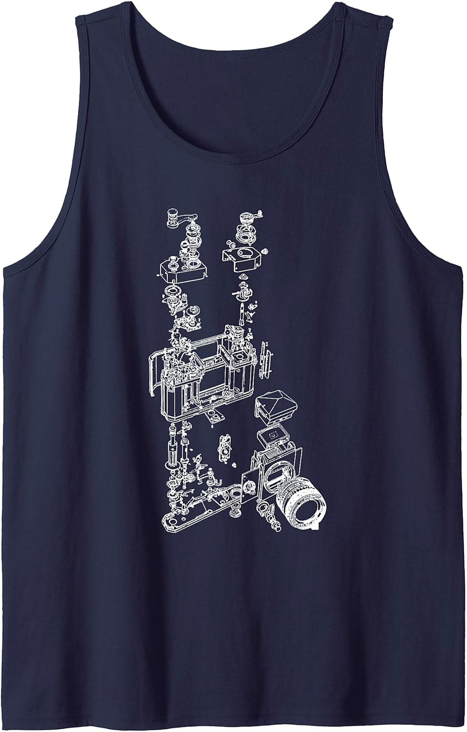 Vintage Camera Blueprint Tank Top | Photographer Gift