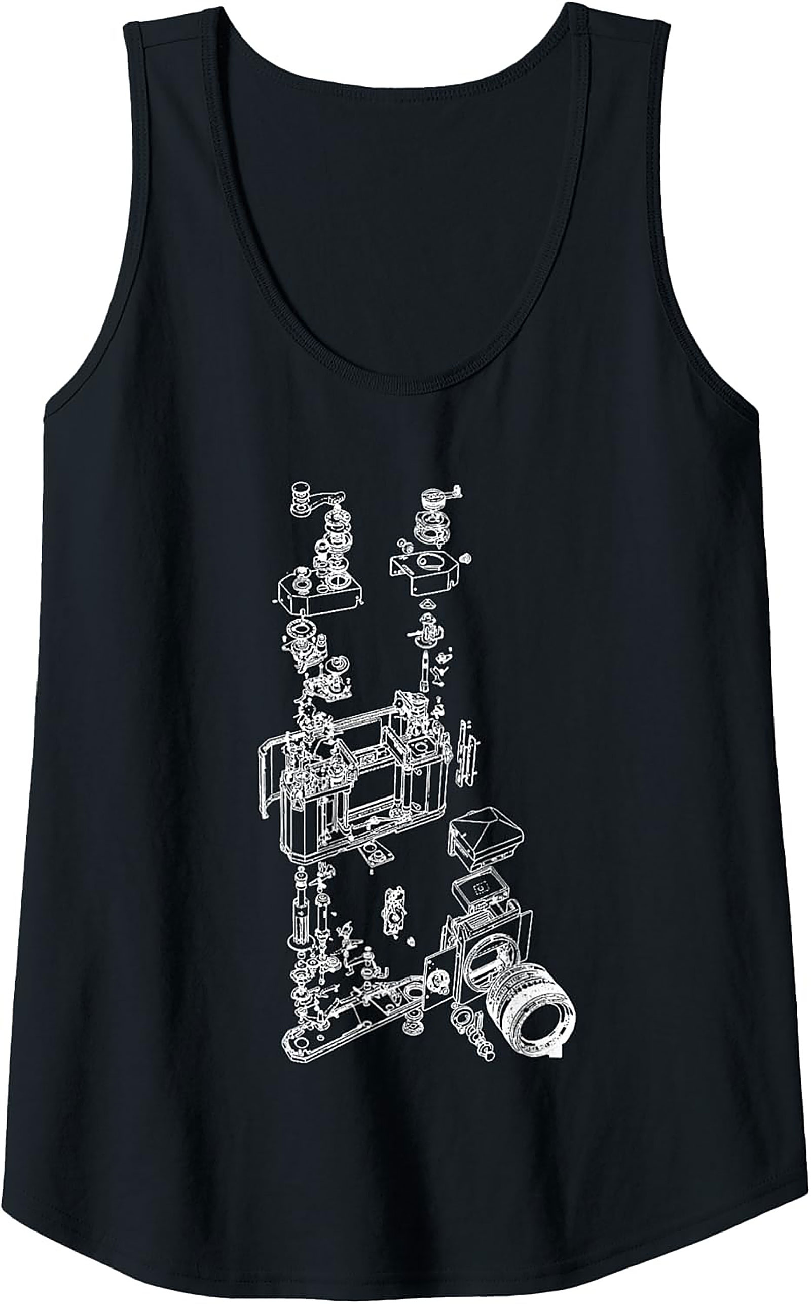 Vintage Camera Blueprint Tank Top | Photographer Gift