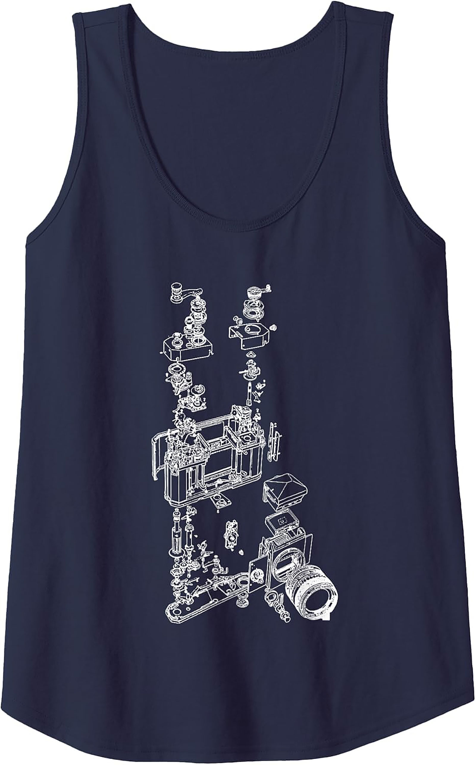 Vintage Camera Blueprint Tank Top | Photographer Gift